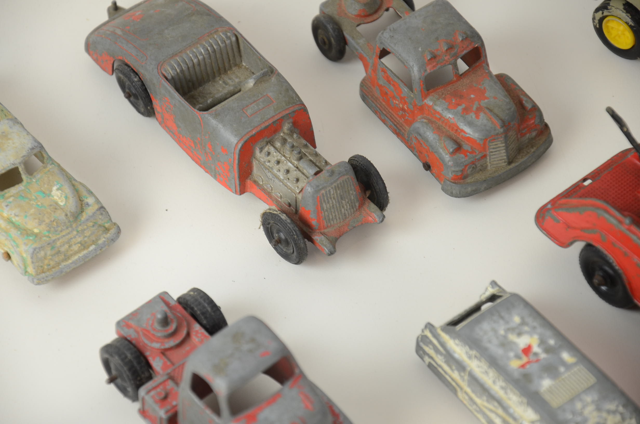 Box of Vintage Toy Trucks