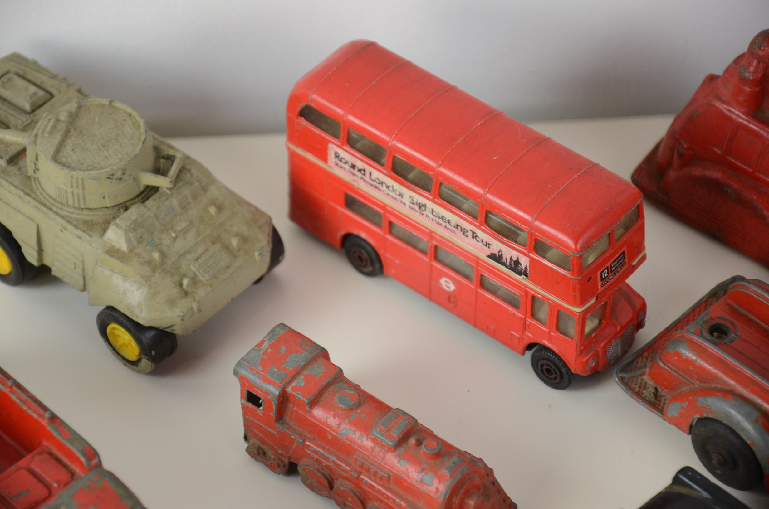 Box of Vintage Toy Trucks