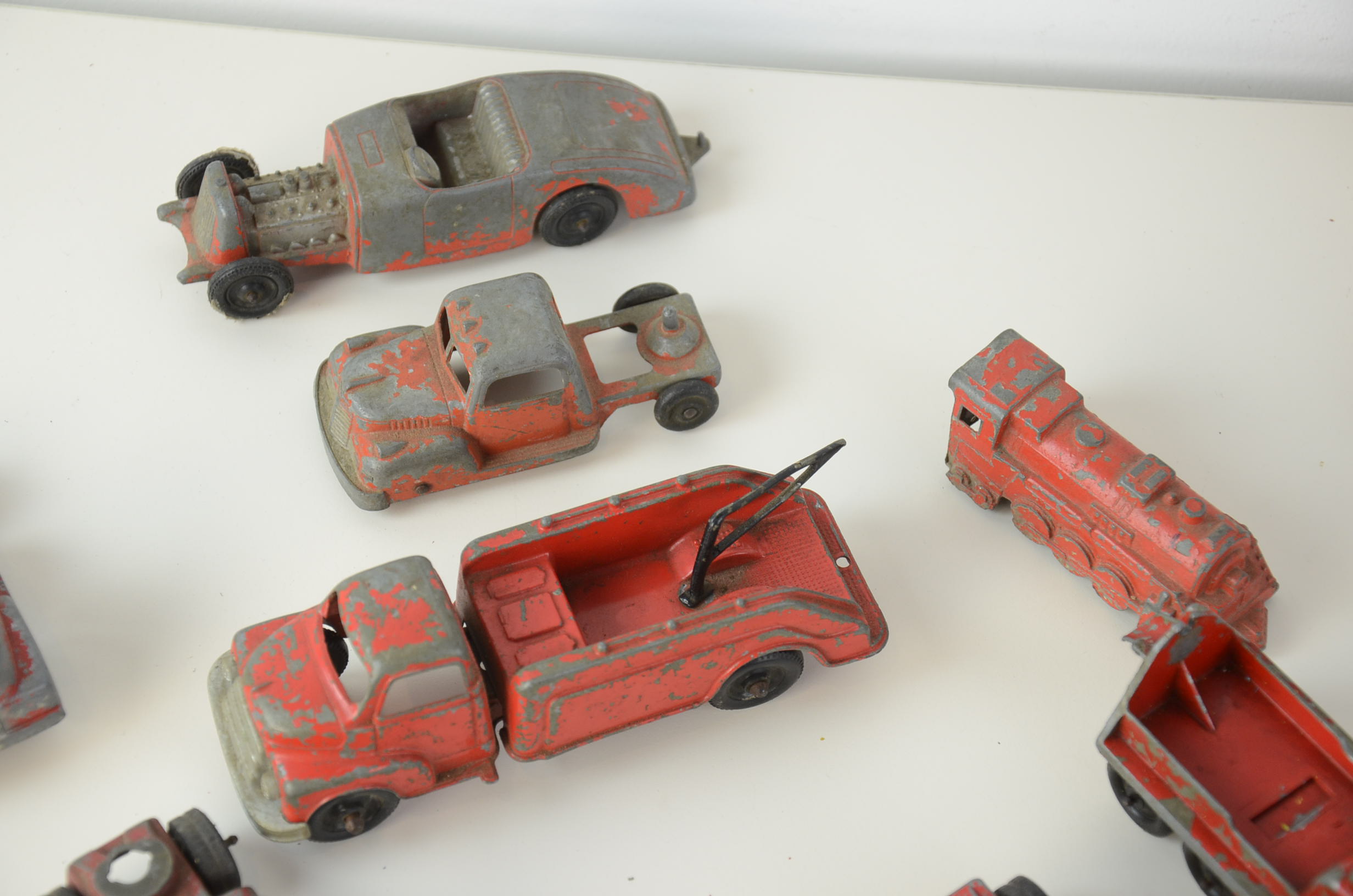 Box of Vintage Toy Trucks