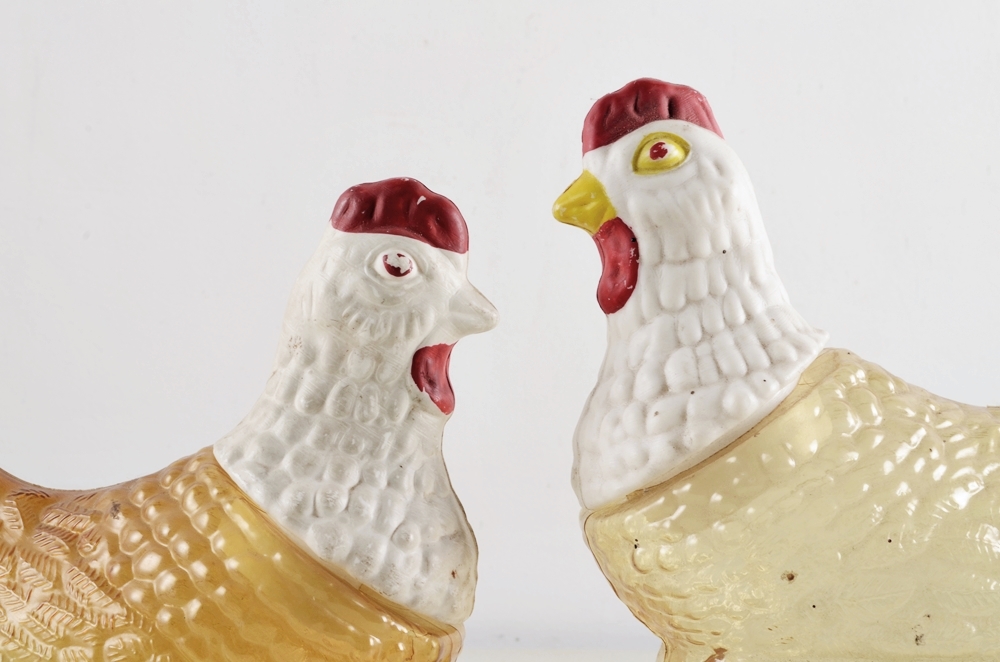Pair of Easter Chicken candy Dispensers