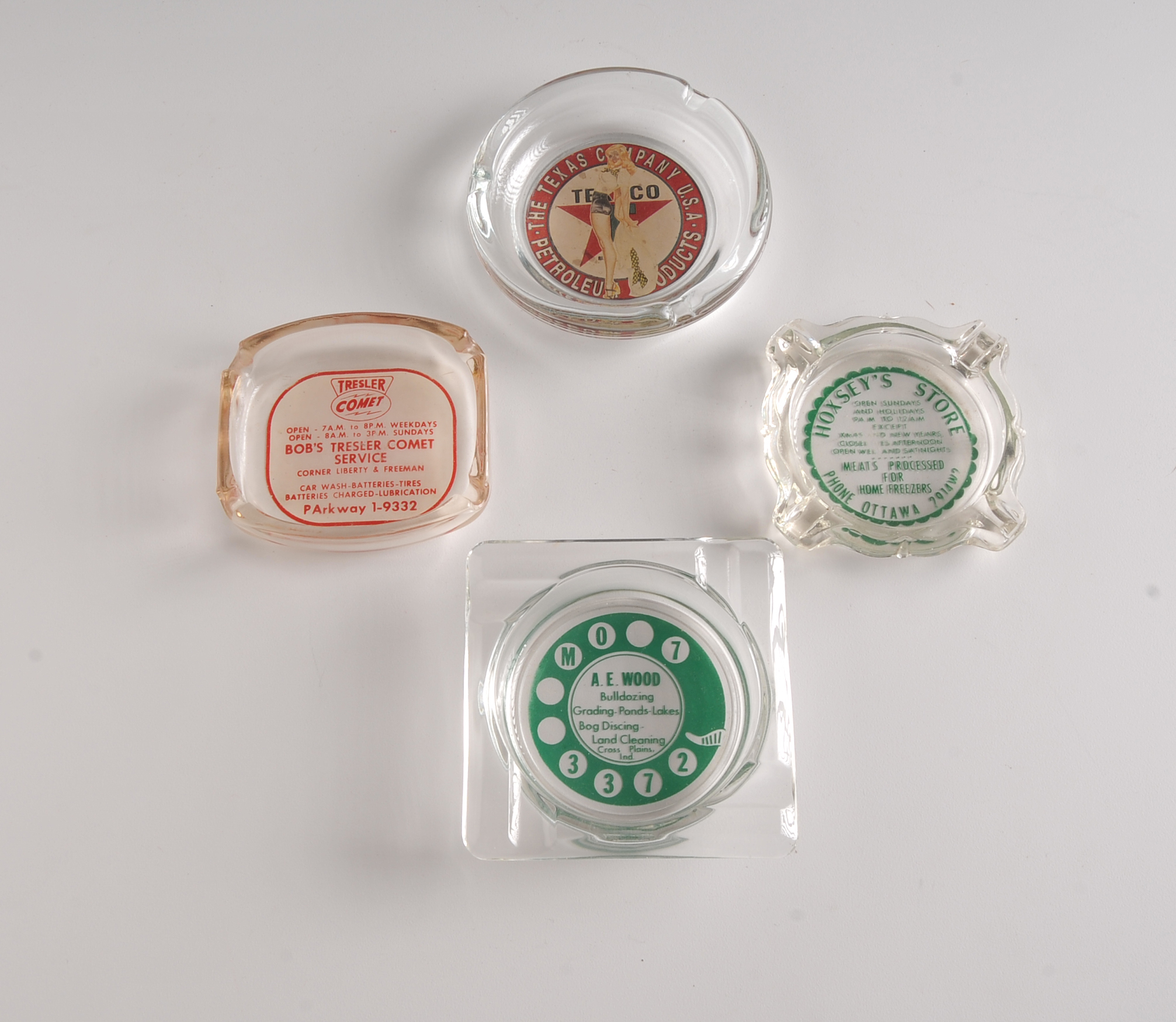 Four Glass Advertising Ash Receivers