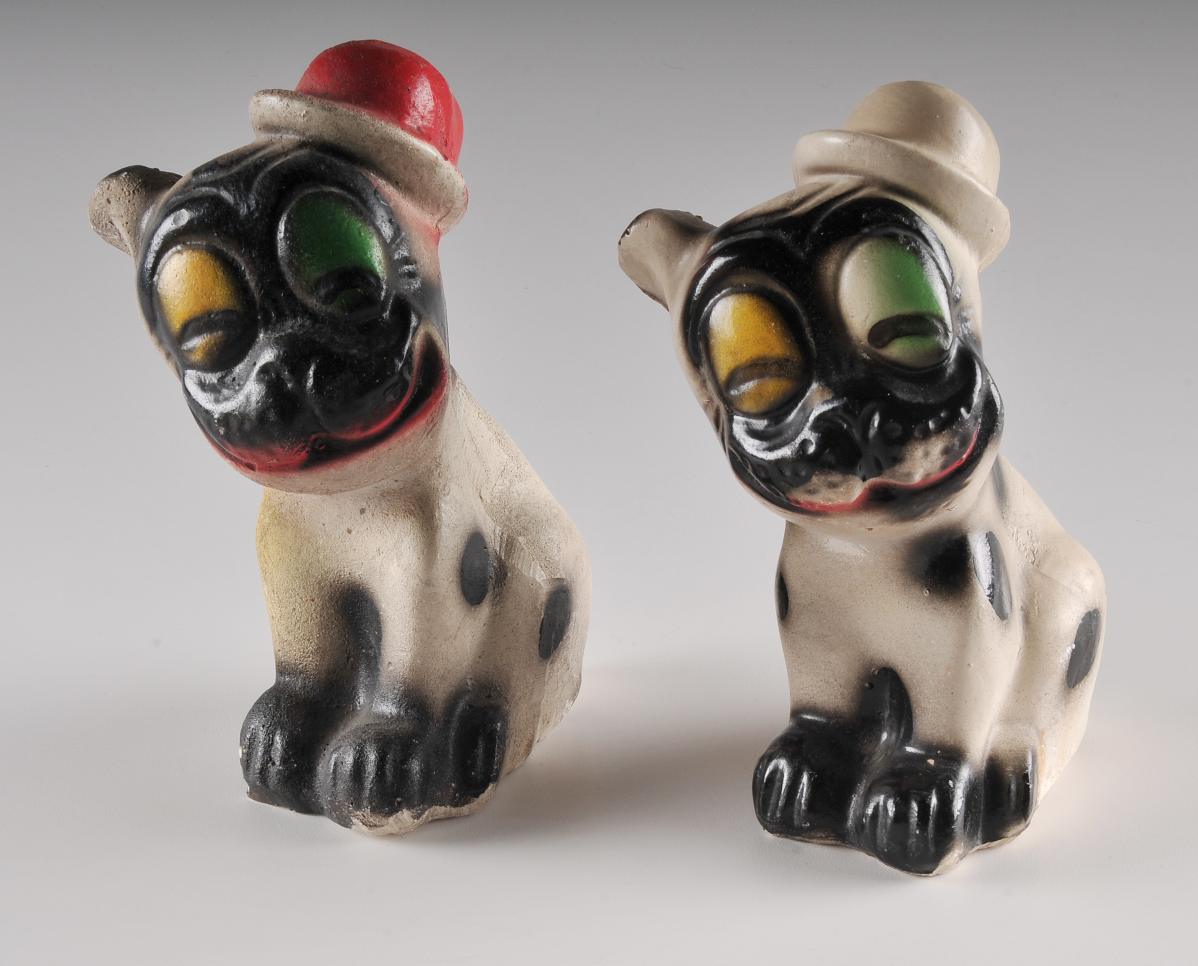 (2) Betty Boop's Bimbo Calkware Dogs With Yellow Pekingese Chalkware Dog