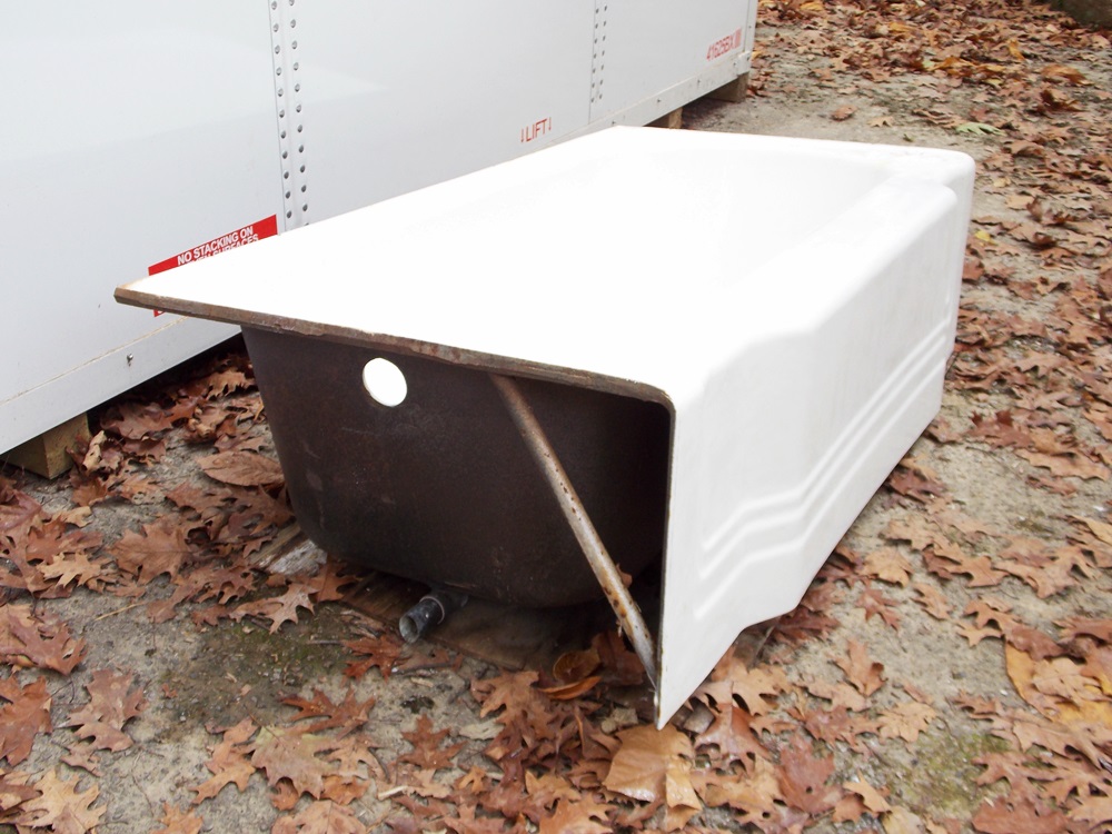 Vintage 1950 Cast Iron and Enamel Bathtub