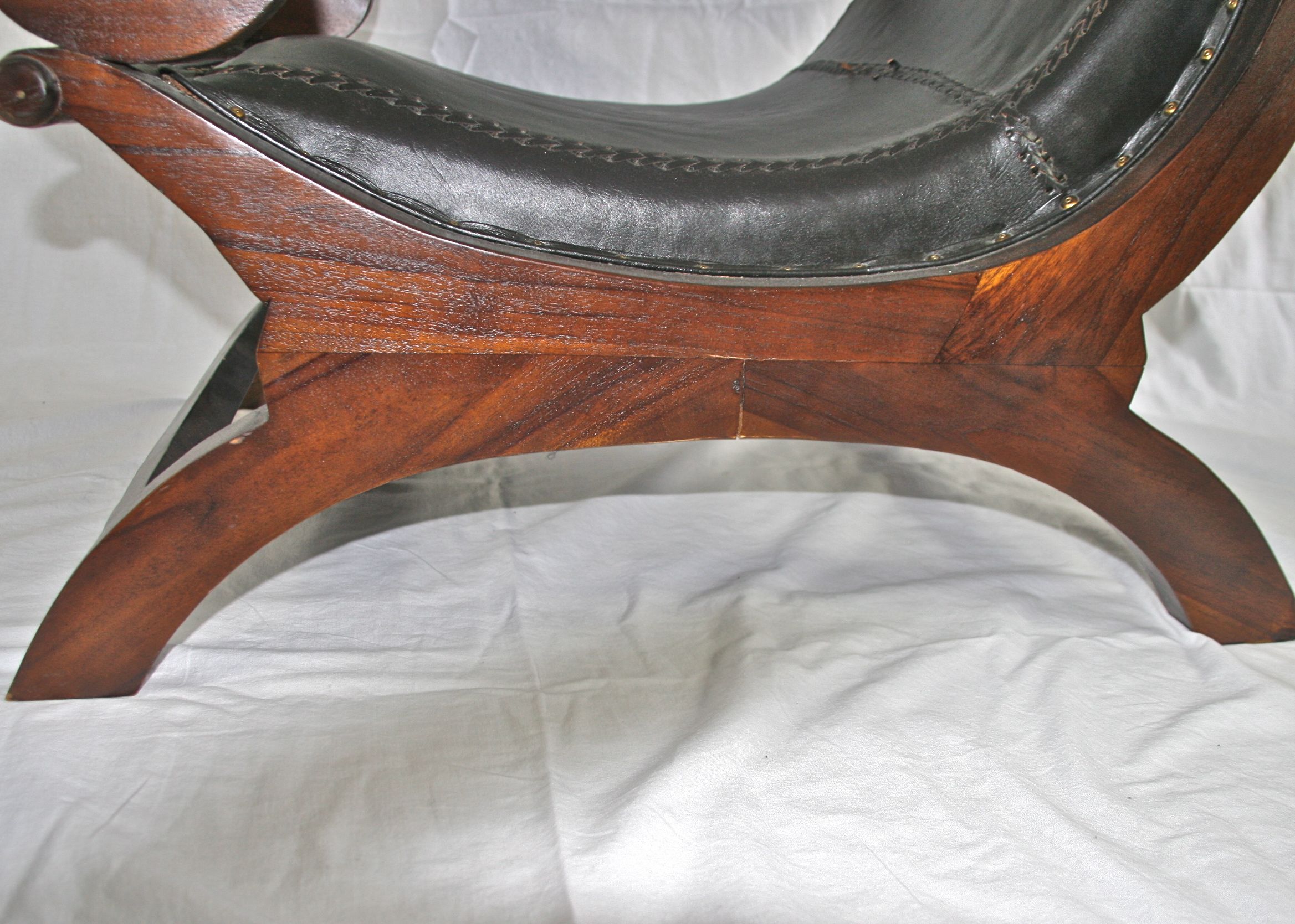 Campeche Style Leather Lounge Chair and Ottoman