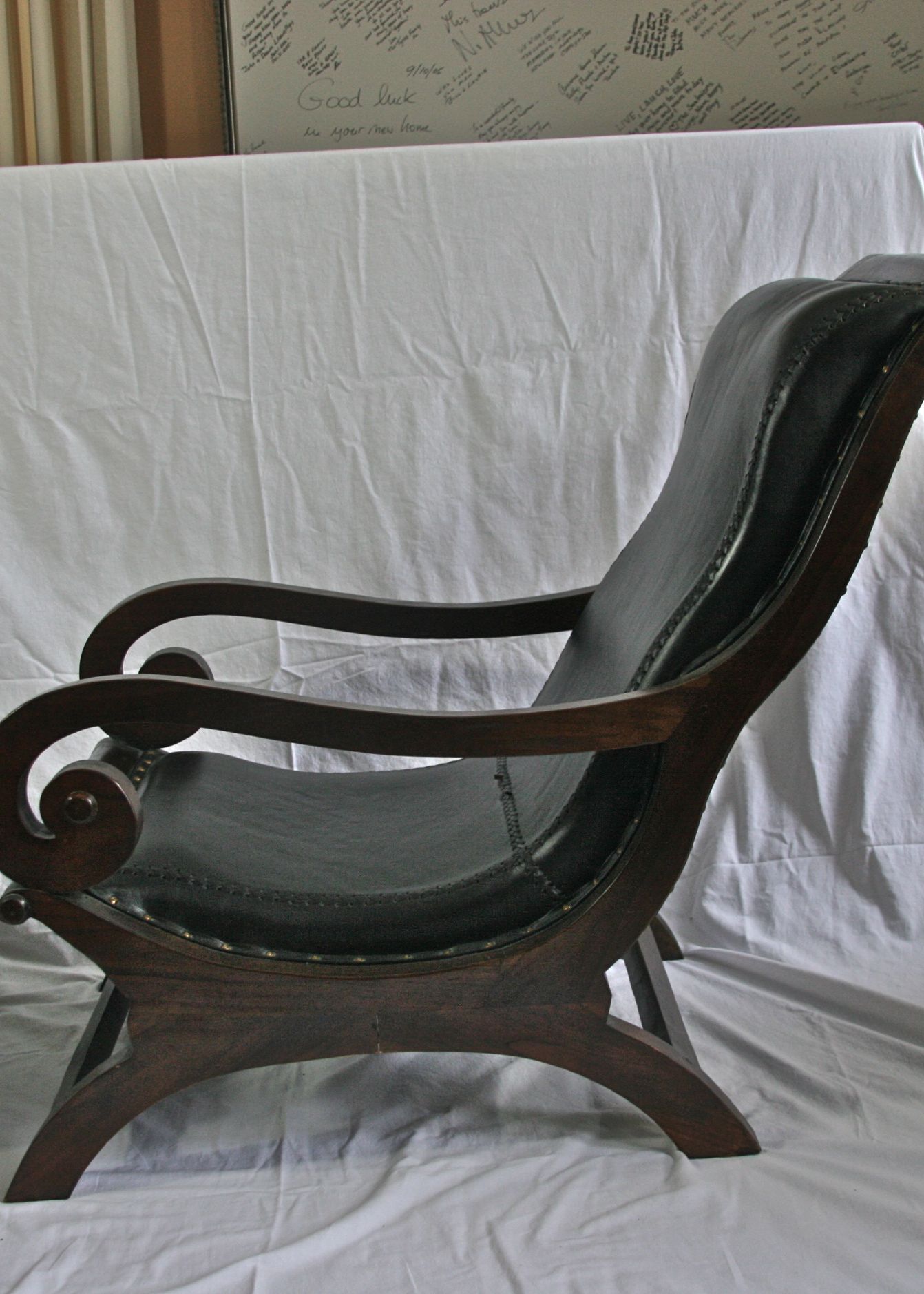 Campeche Style Leather Lounge Chair and Ottoman