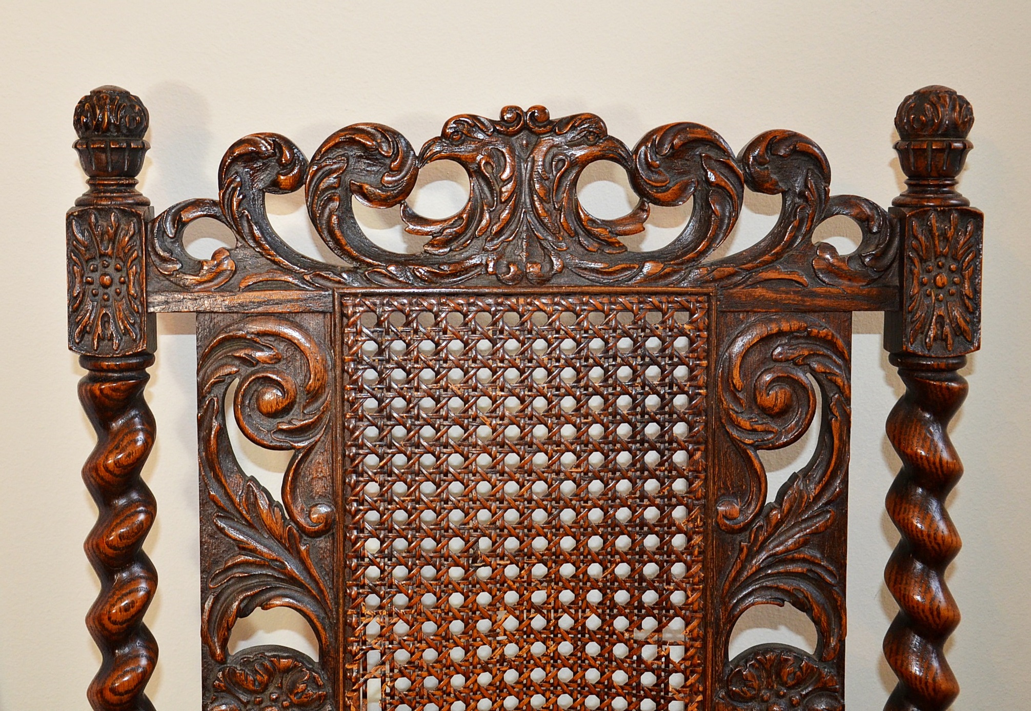 Early 20th Century Jacobean Revival Oak Dining Room Table and Chairs