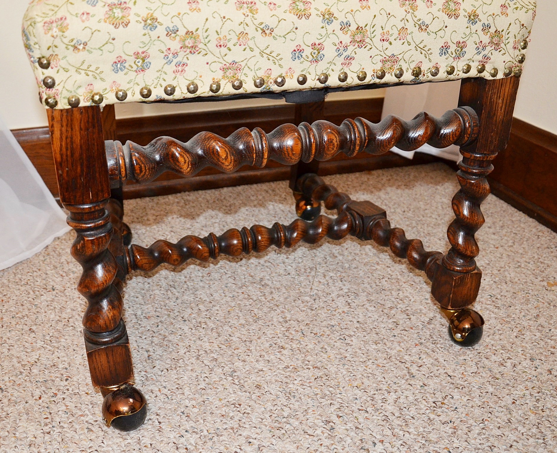 Early 20th Century Jacobean Revival Oak Dining Room Table and Chairs