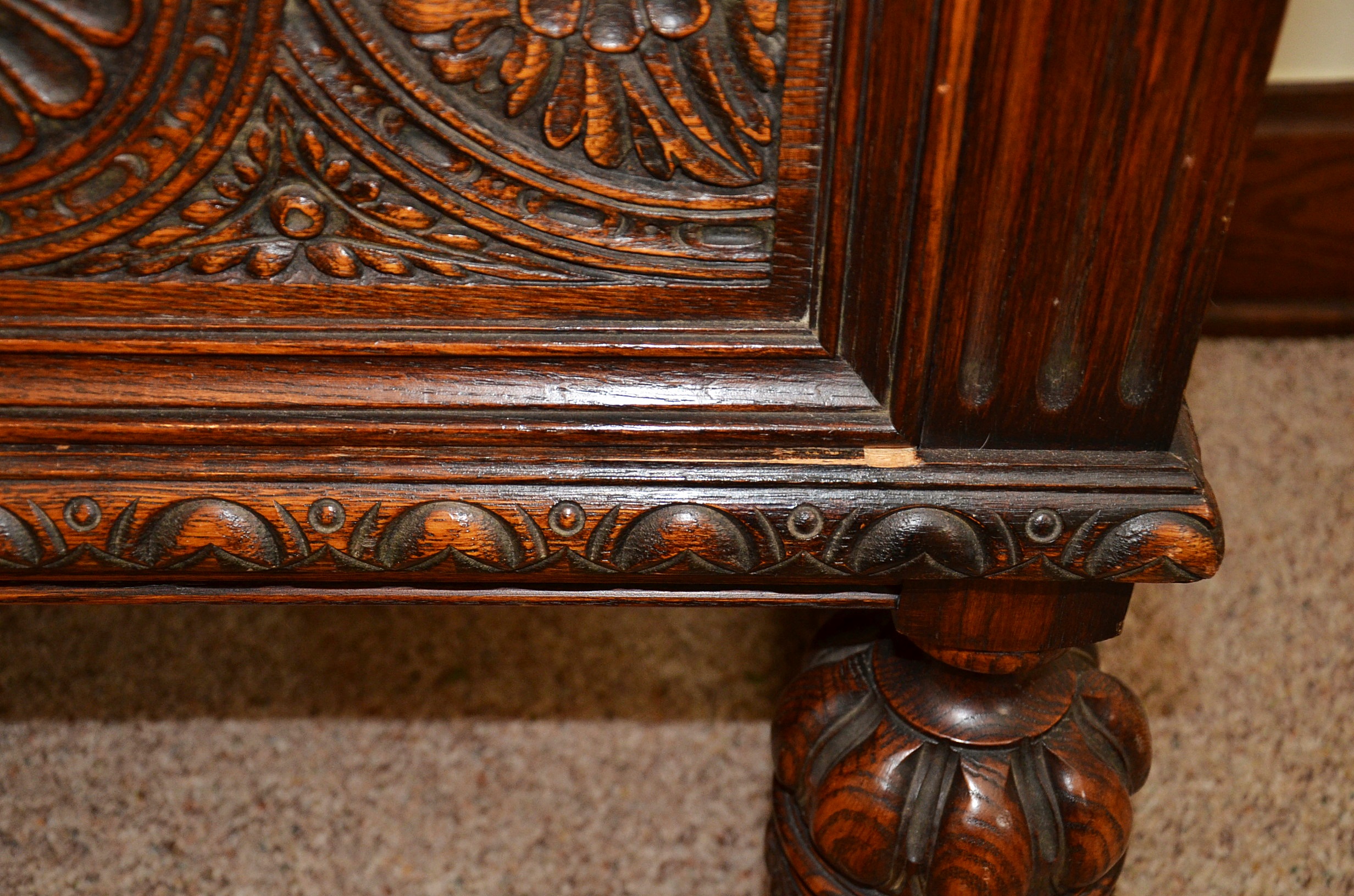 Early 20th Century Jacobean Revival Oak Sideboard Console