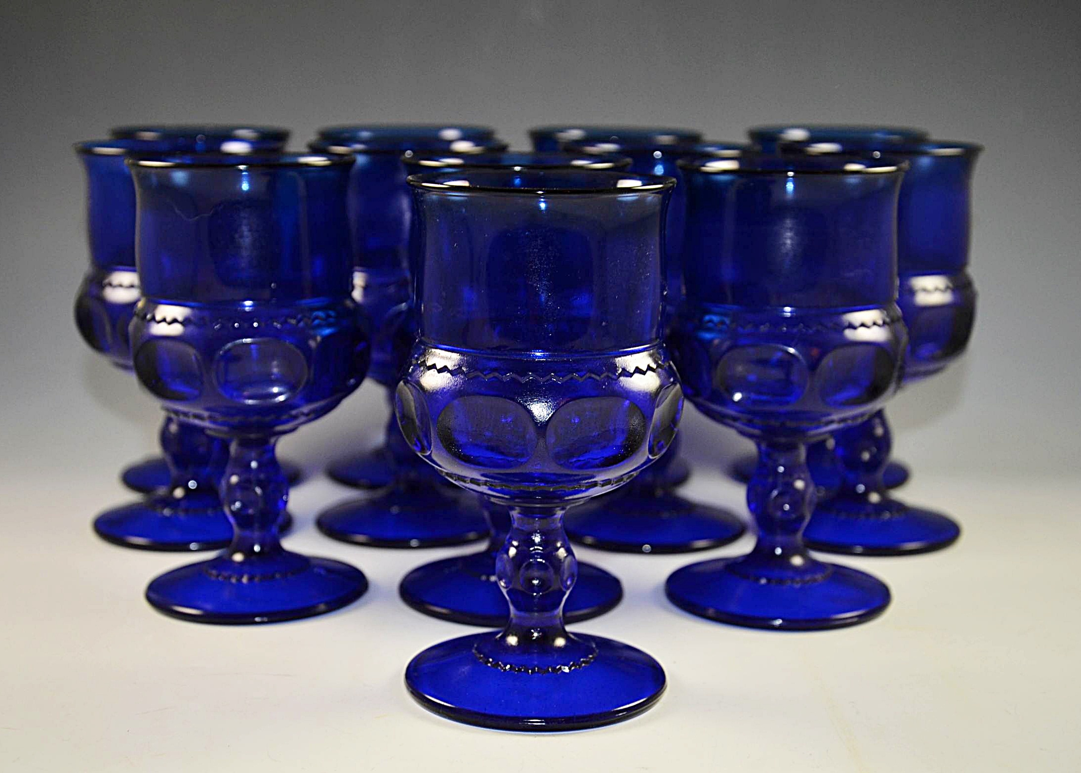 Set of Twelve Wine Glasses in Blue