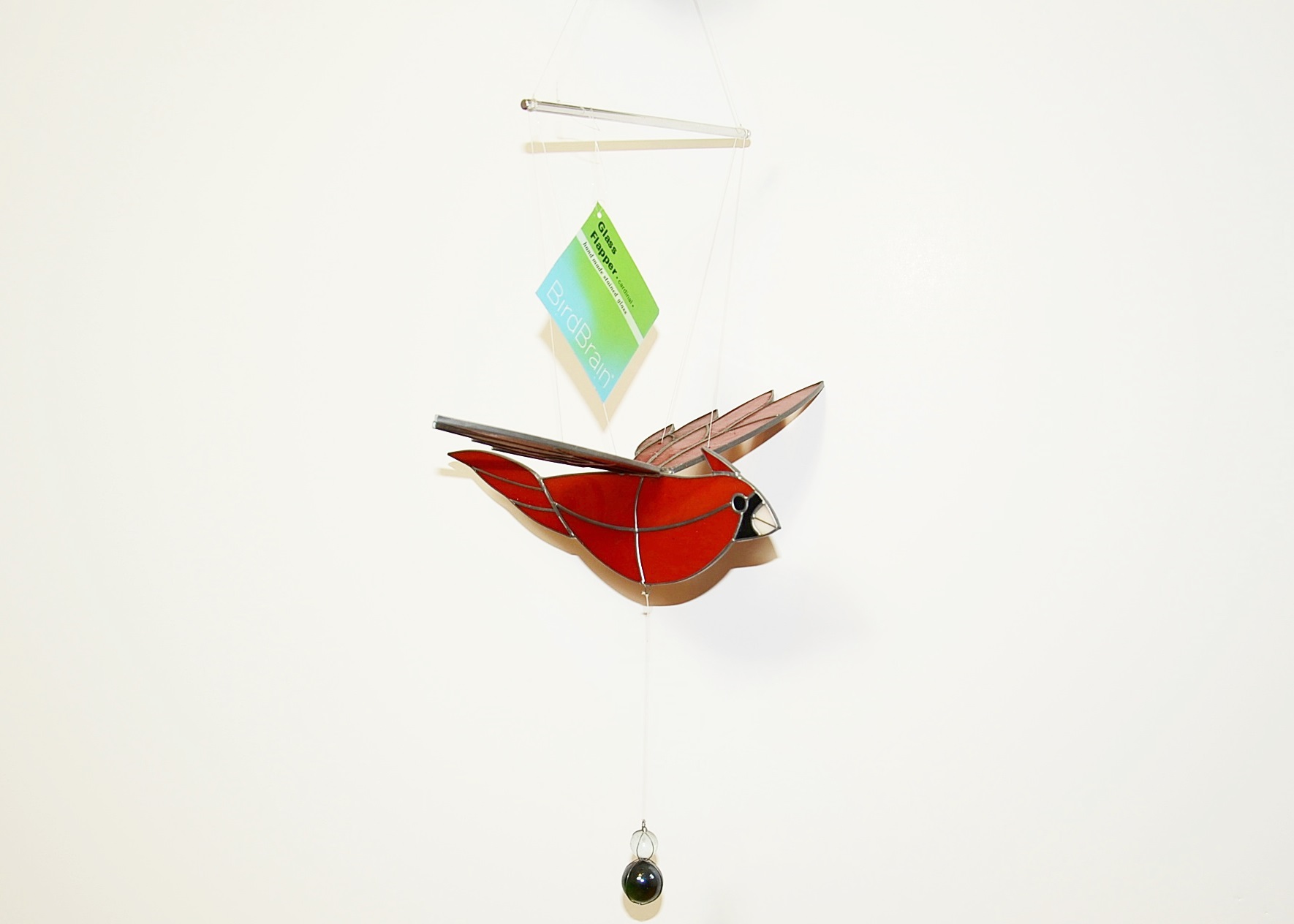 Bird Brain Cardinal Glass Flapper