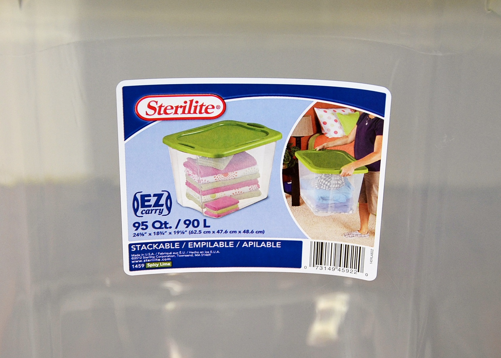 Five Sterilite EZ Carry 95 Quart Storage Bins