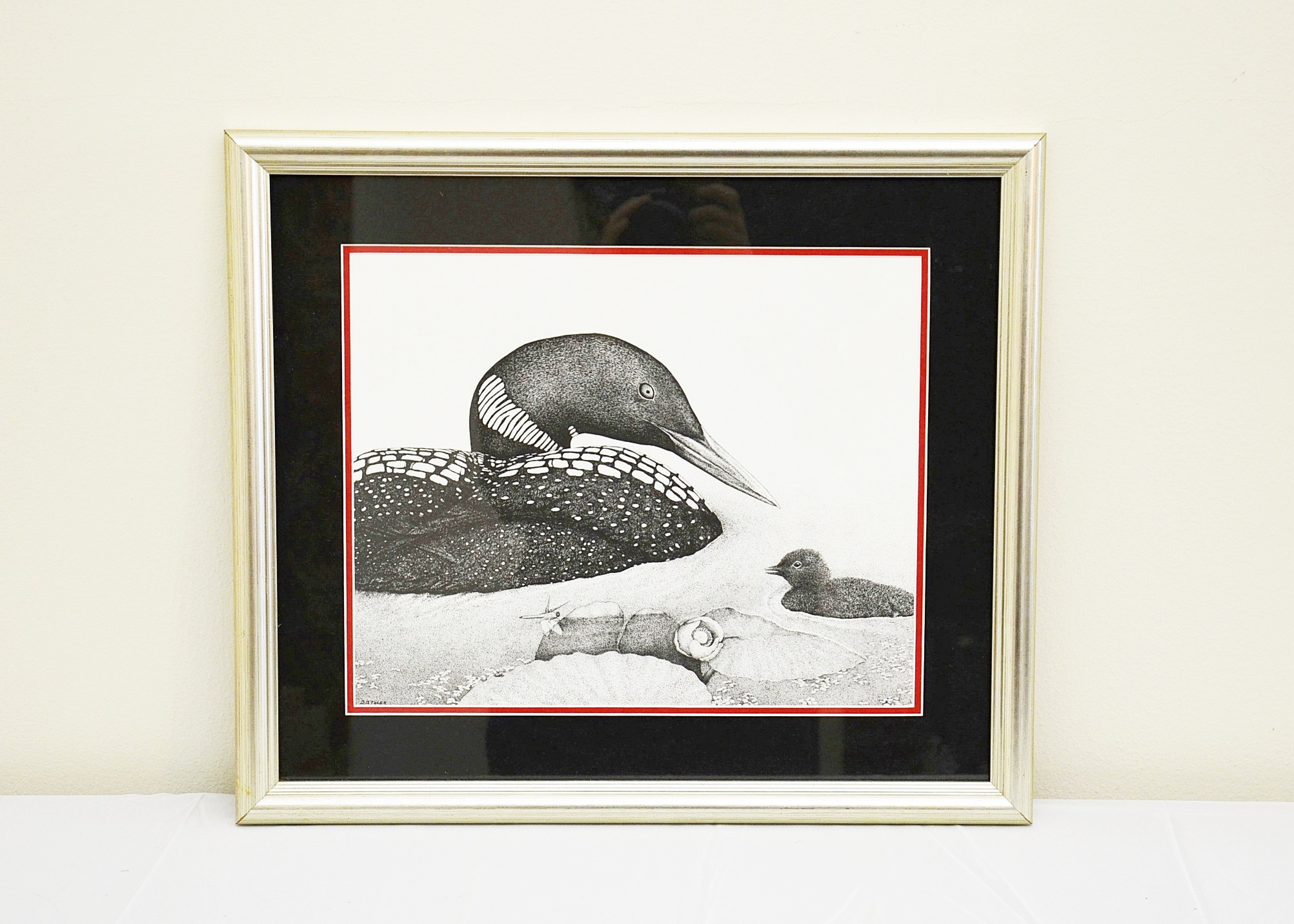 D. D. Tyler Pen and Ink Drawing of a Loon