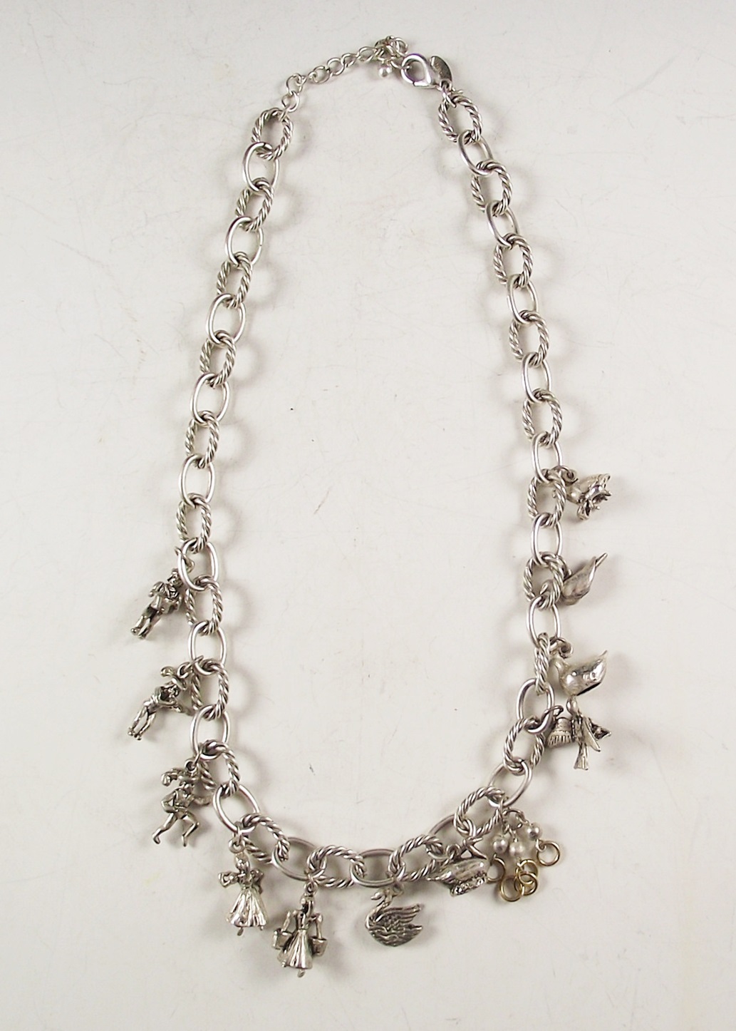 Vintage Seasons "The Twelve Days of Christmas" Necklace, Sterling Silver Charms