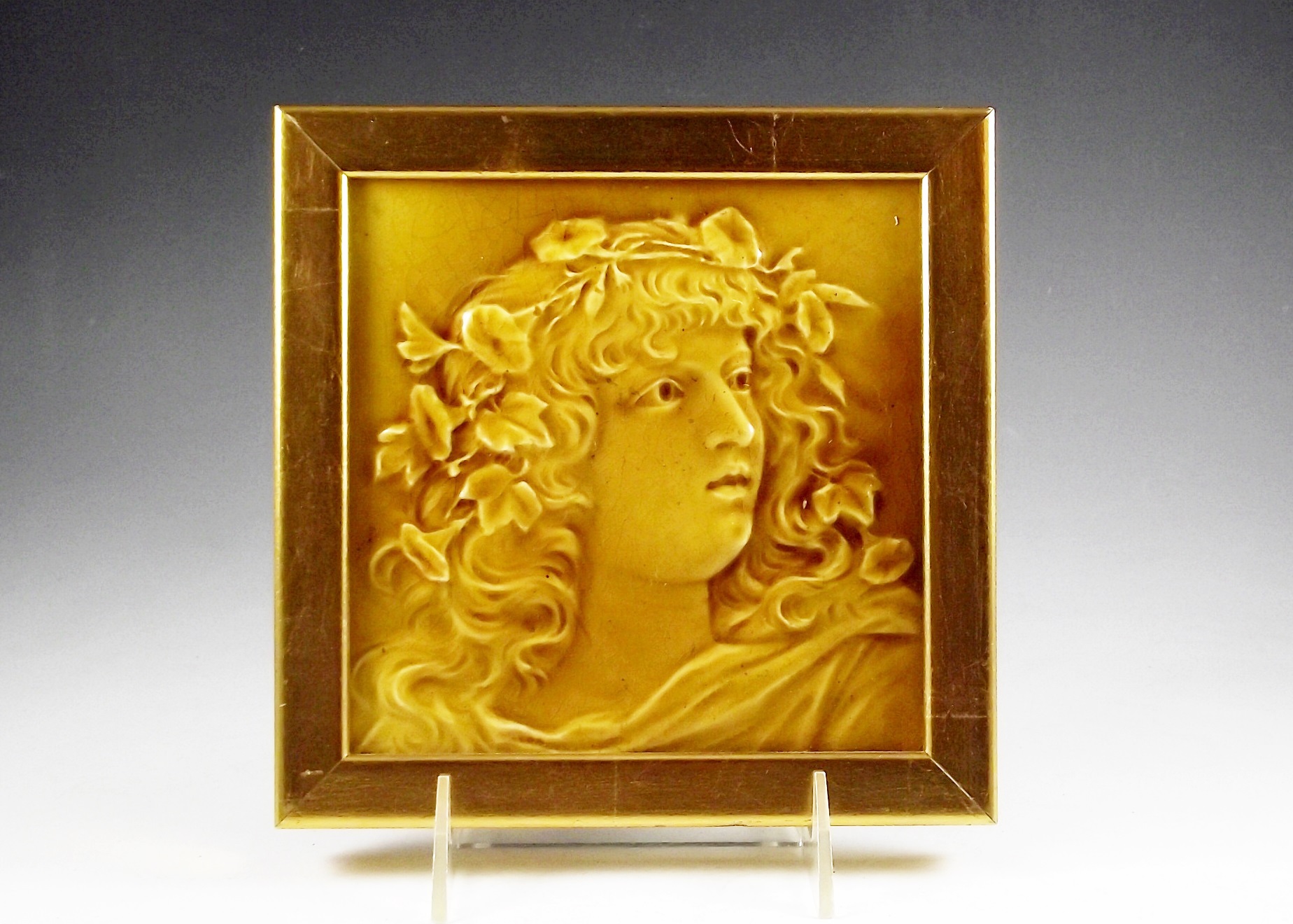 Trent Tile Company Framed Antique Tile, Bust of a Woman