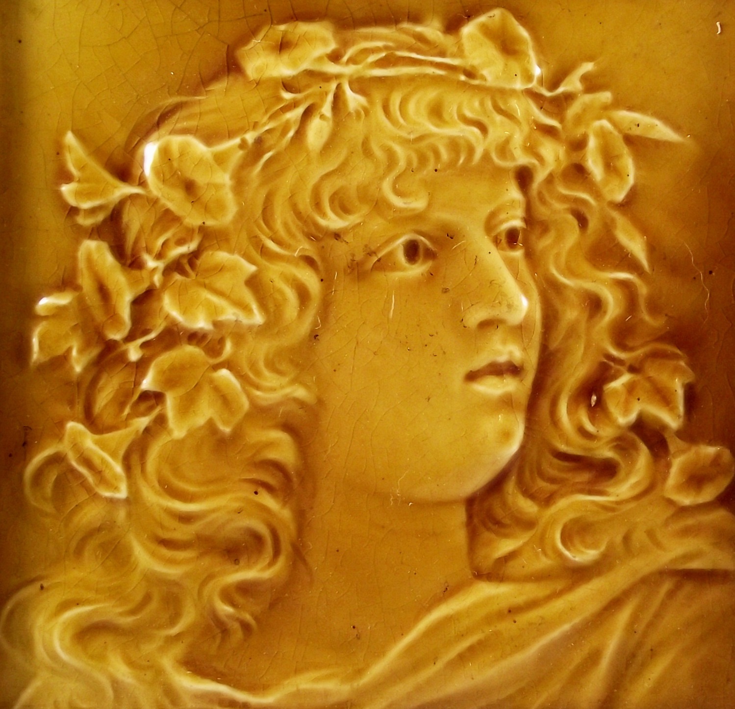 Trent Tile Company Framed Antique Tile, Bust of a Woman