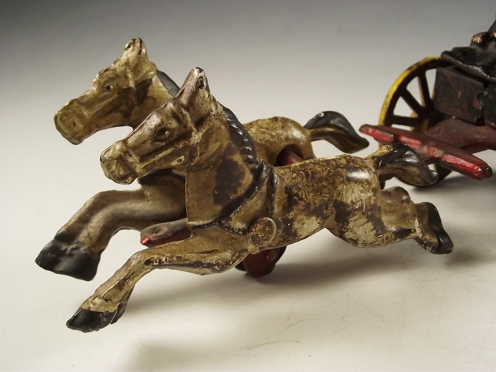 Antique Painted Cast Iron Amish Horse and Carriage