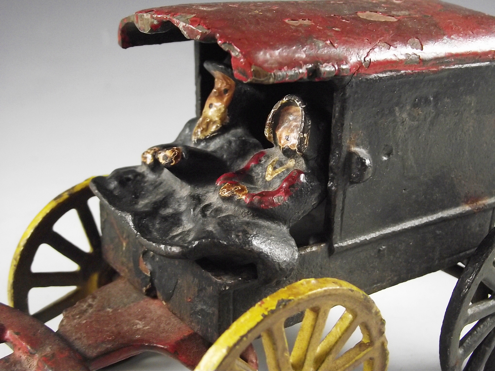 Antique Painted Cast Iron Amish Horse and Carriage