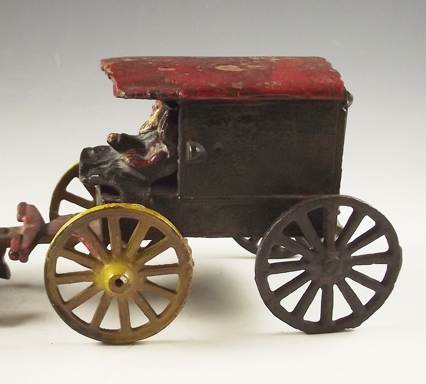 Antique Painted Cast Iron Amish Horse and Carriage