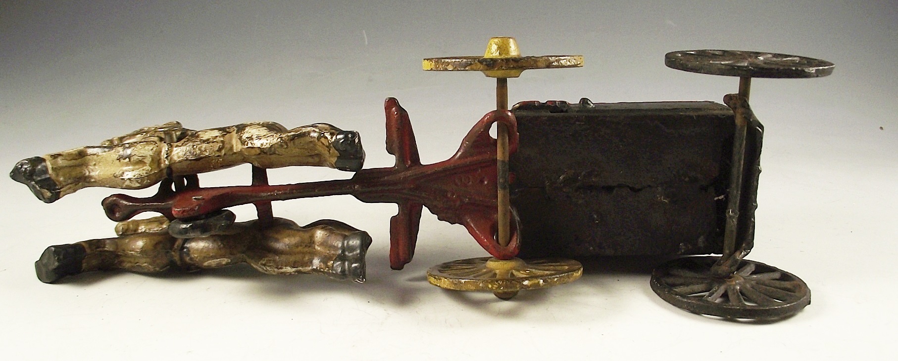 Antique Painted Cast Iron Amish Horse and Carriage