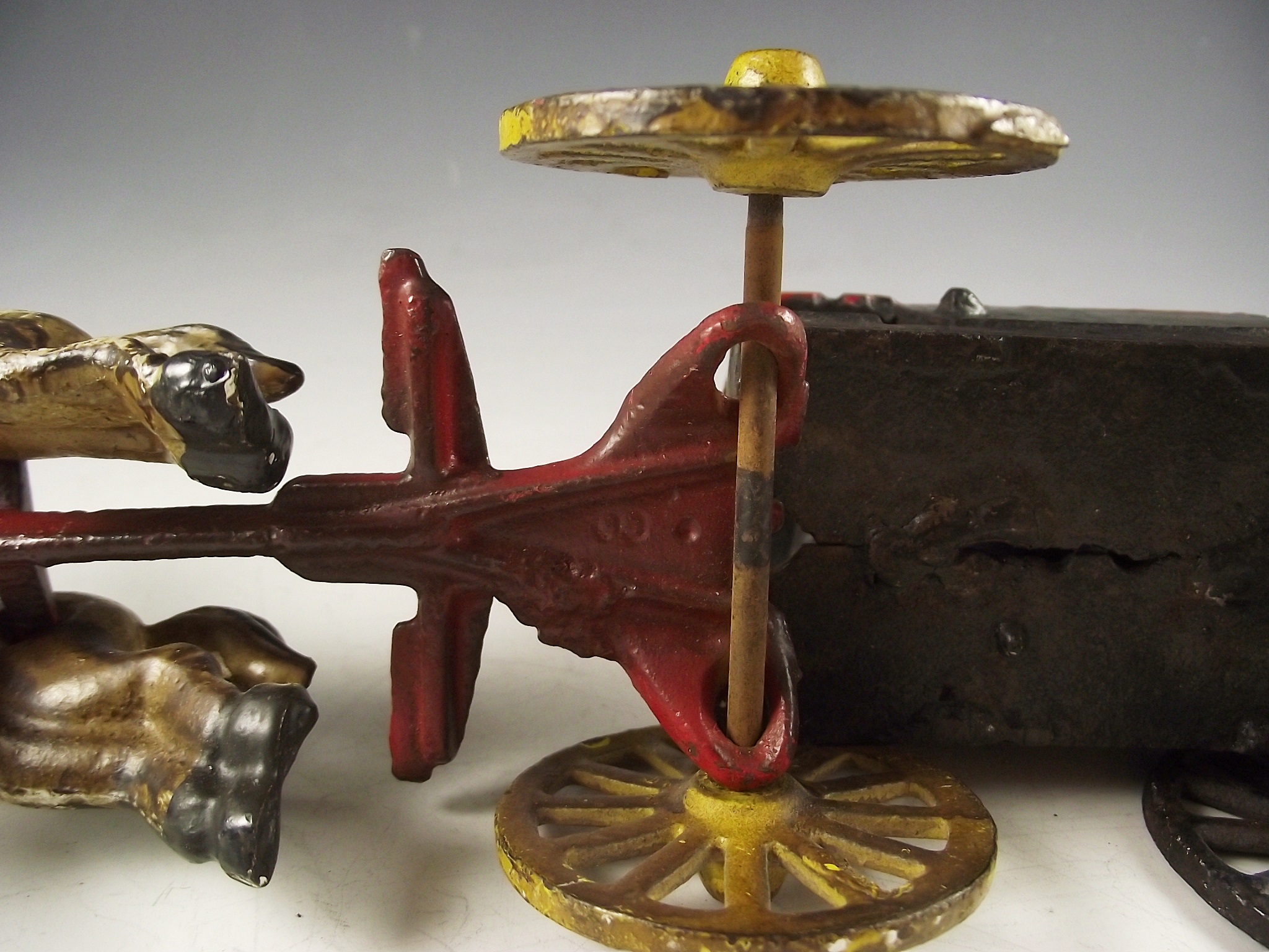 Antique Painted Cast Iron Amish Horse and Carriage