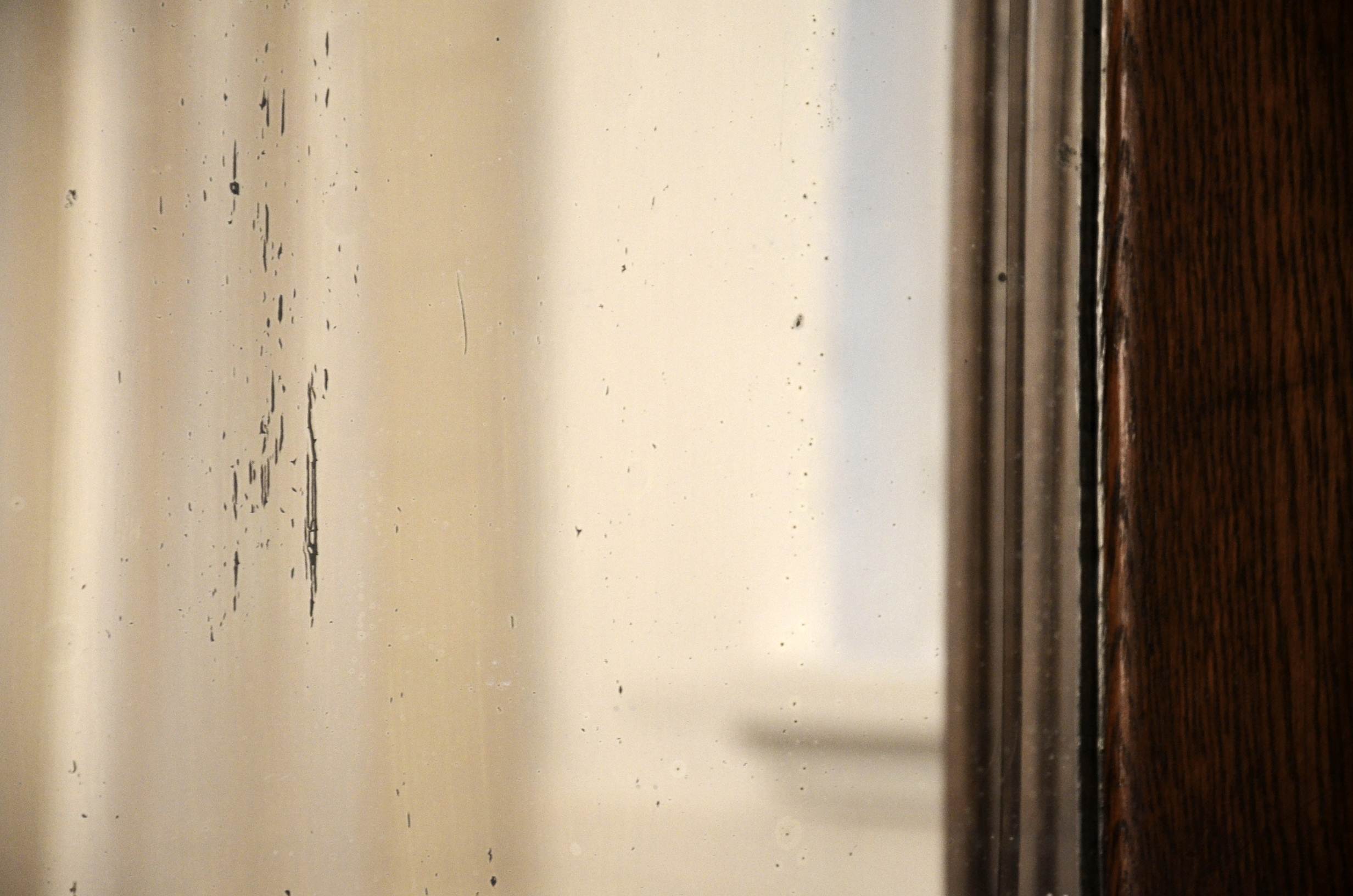 Oak Mirror Flanked by Cabinets