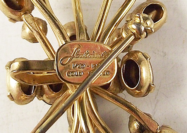 Vintage Signed Antoinette Rhinestone Brooch and Earrings Set