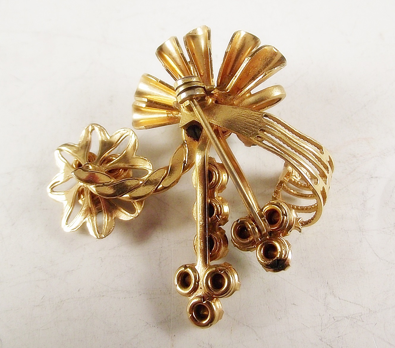 Vintage Rhinestone Brooch and Earrings Set