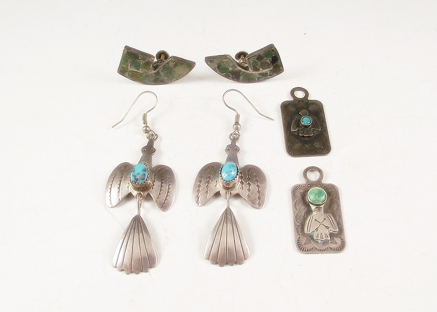 Artisan Crafted Sterling Silver and Turquoise Bird Earrings and More