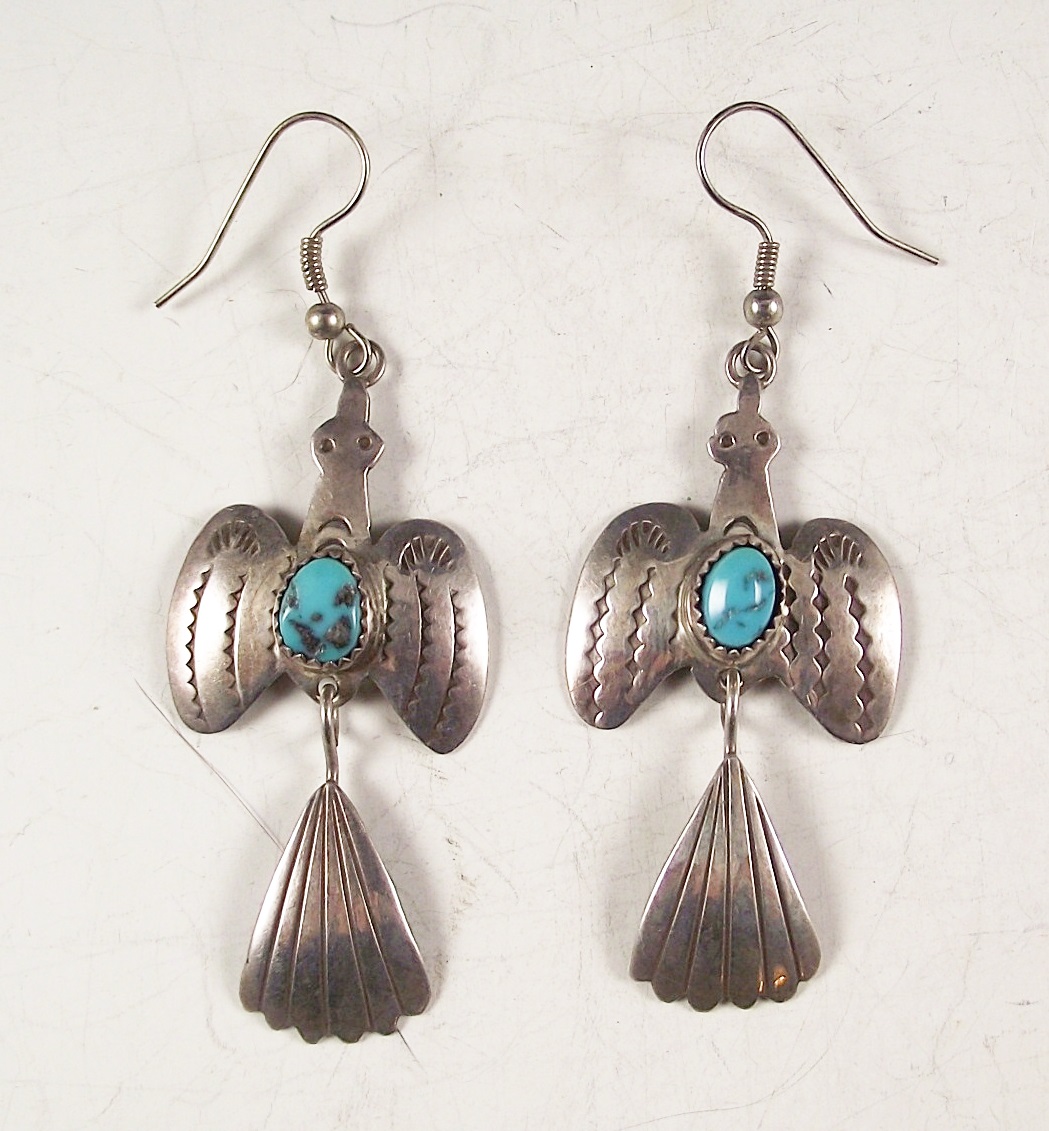 Artisan Crafted Sterling Silver and Turquoise Bird Earrings and More