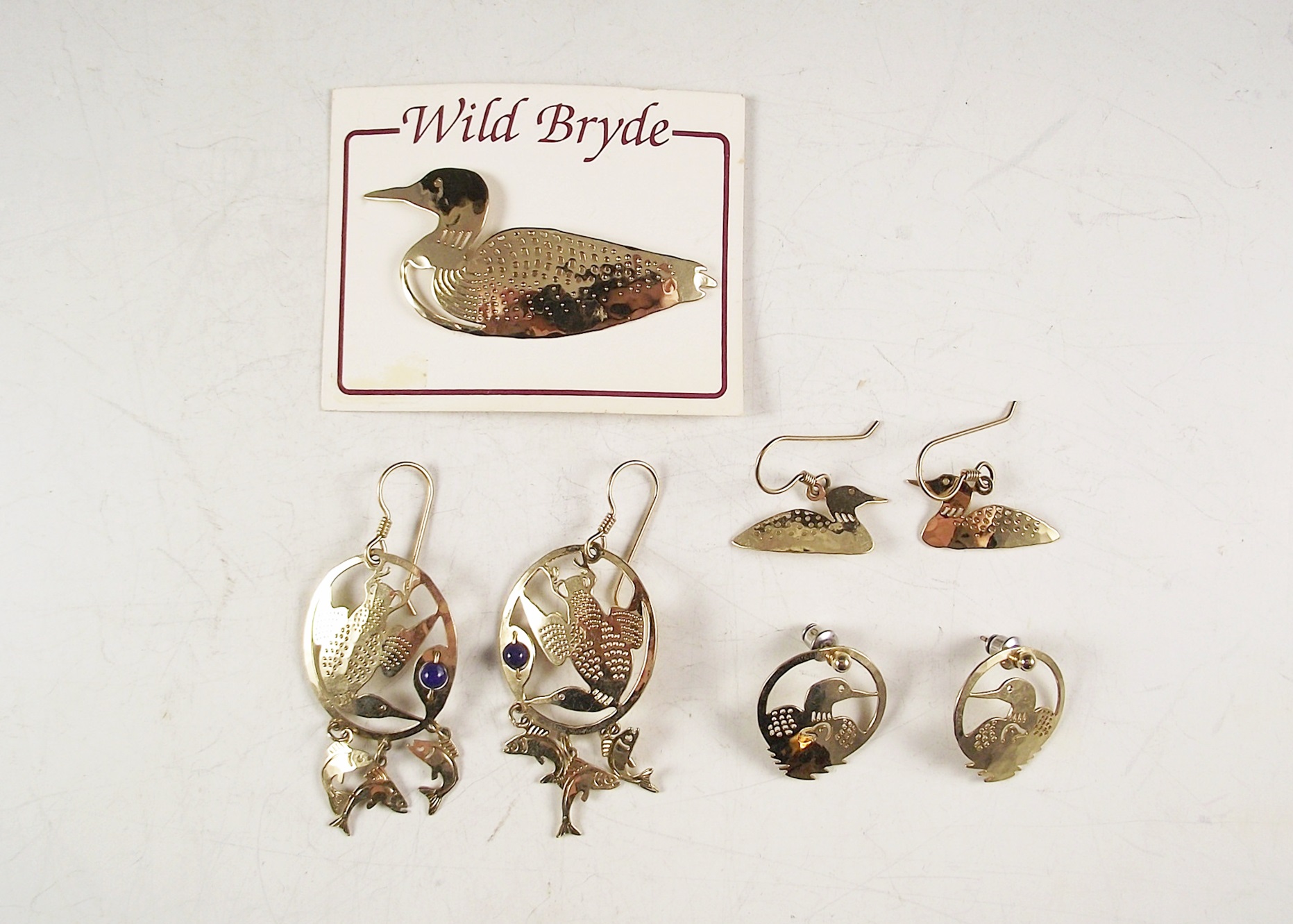 Artisan Crafted Gold Tone Loon Jewelry Items by Wild Bryde  
