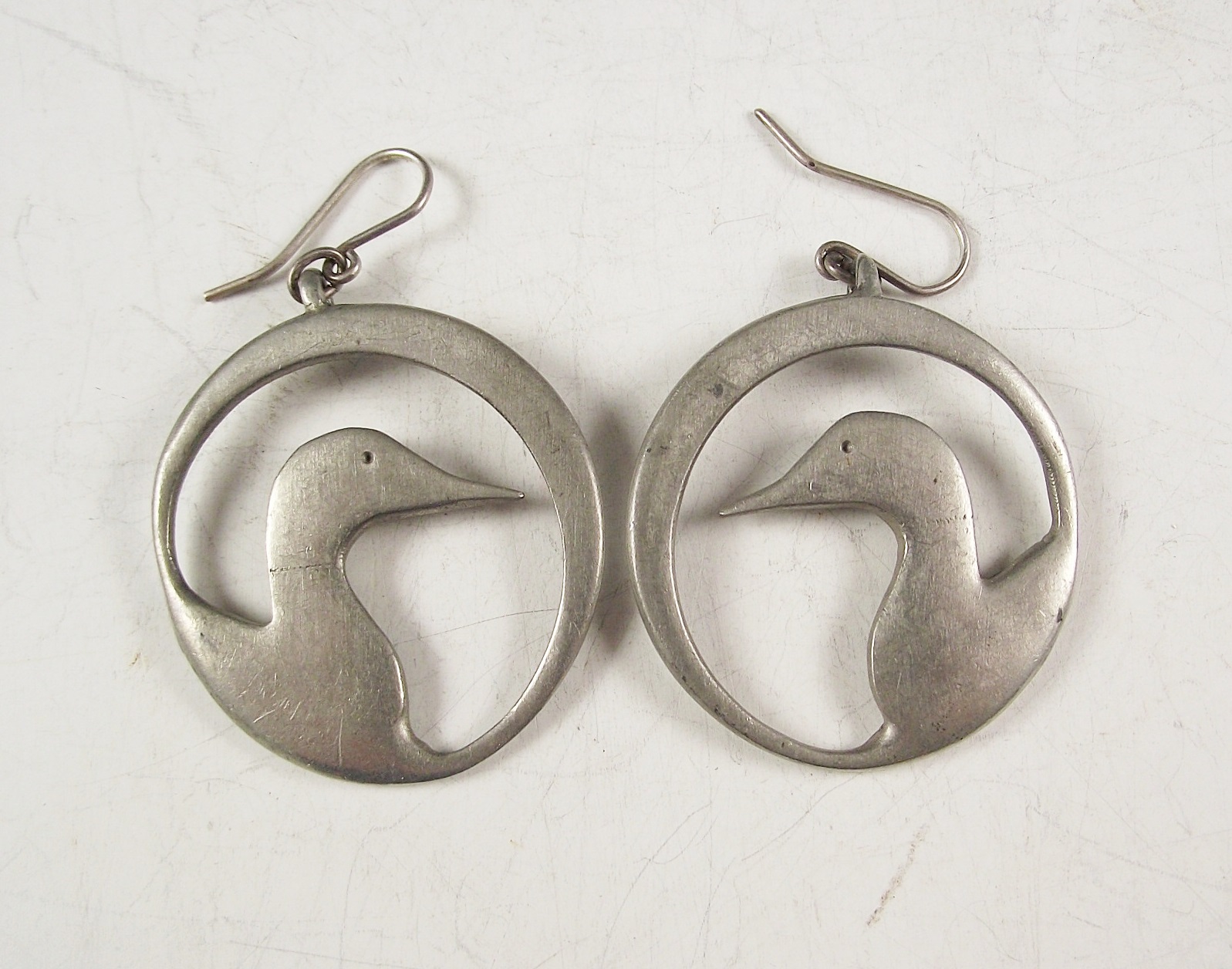 Signed Ken Kantro Pewter Loon Demi Parure 