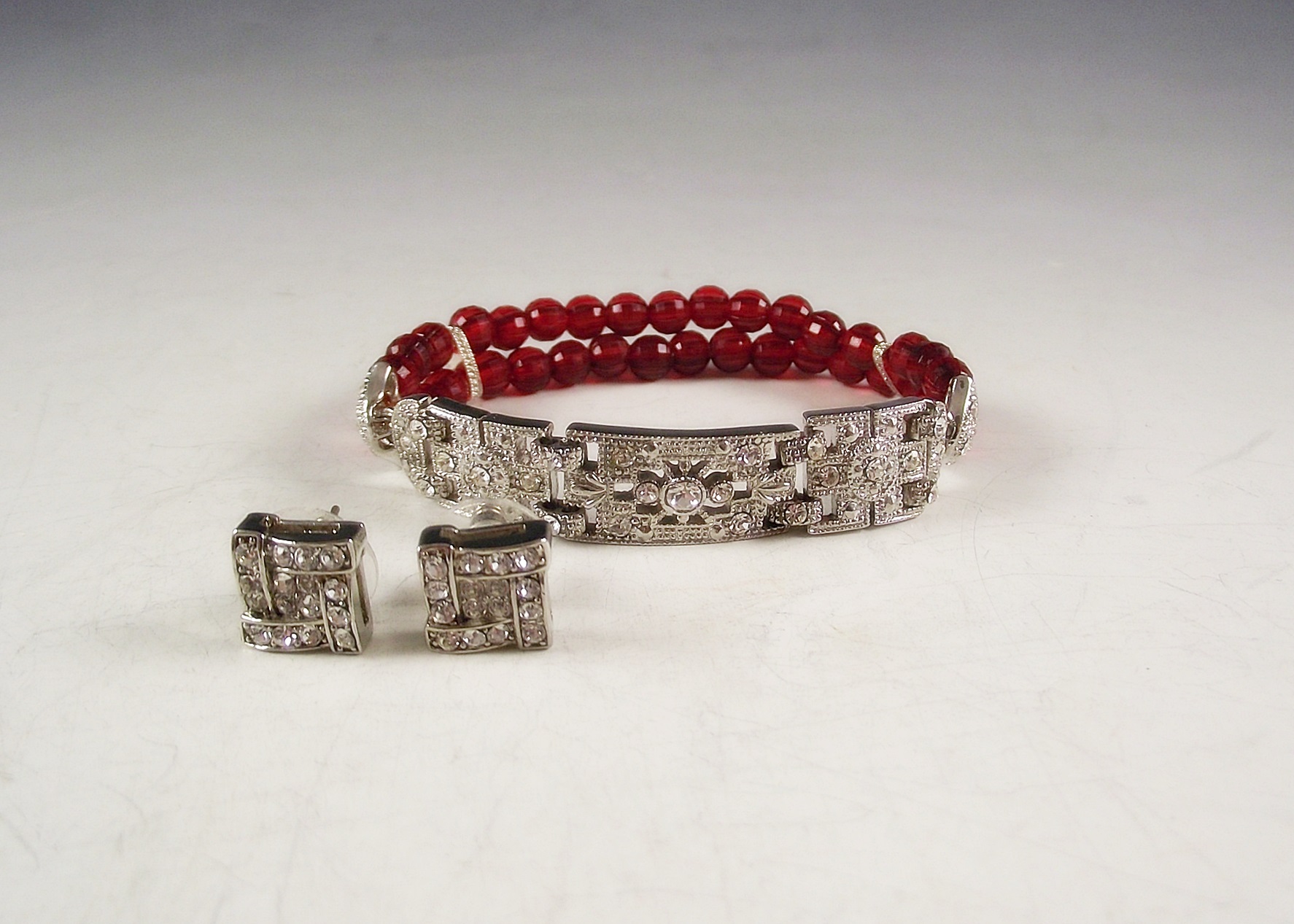 Rhinestone Jewelry, Bracelet and Earrings