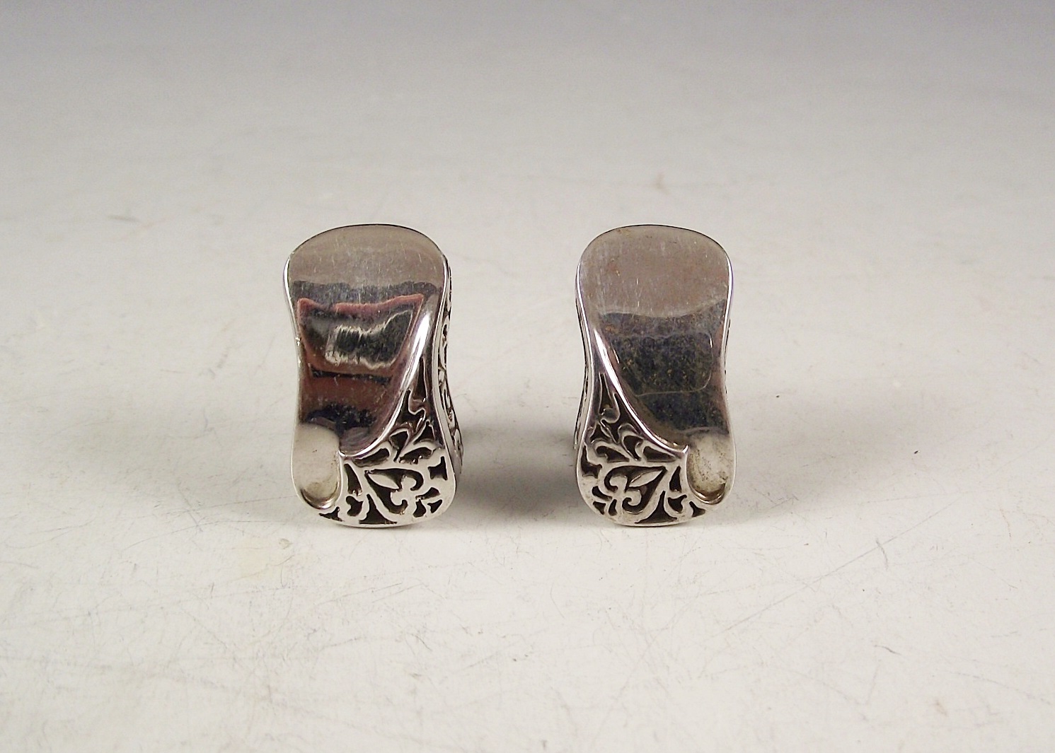 Sterling Silver Cuff Bracelet and Earrings with Open Work Accents