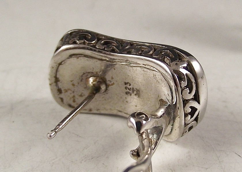 Sterling Silver Cuff Bracelet and Earrings with Open Work Accents