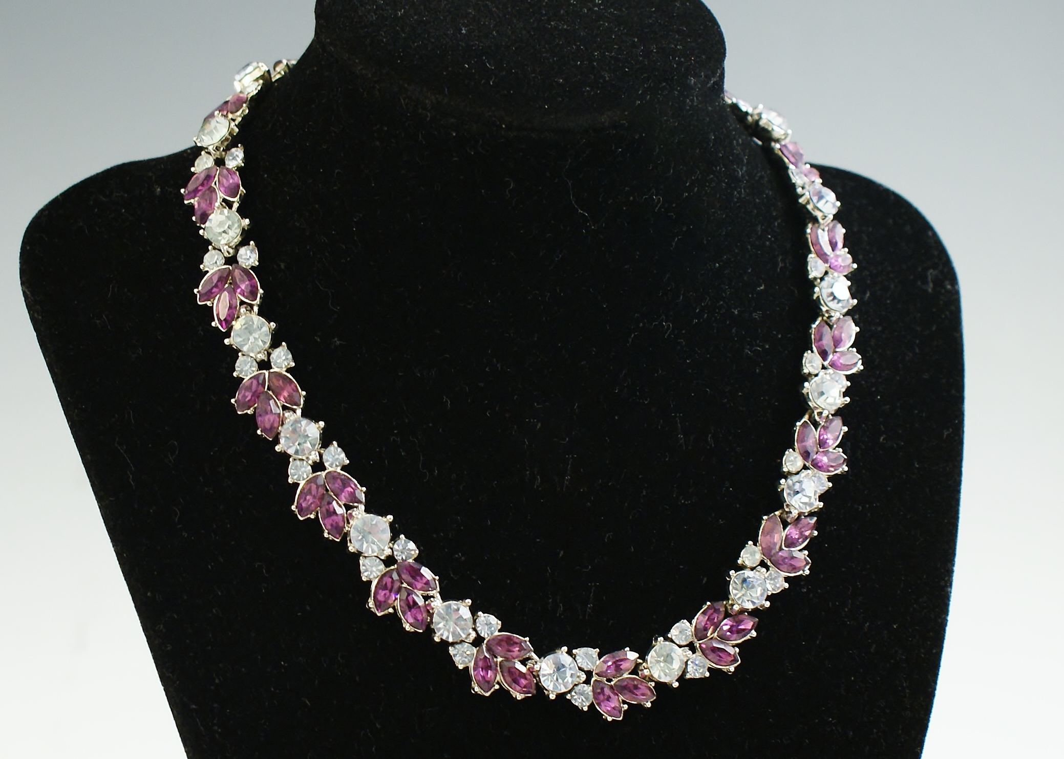 1950's Trifari Ice Blue Rhinestone Necklace & Bracelet Set