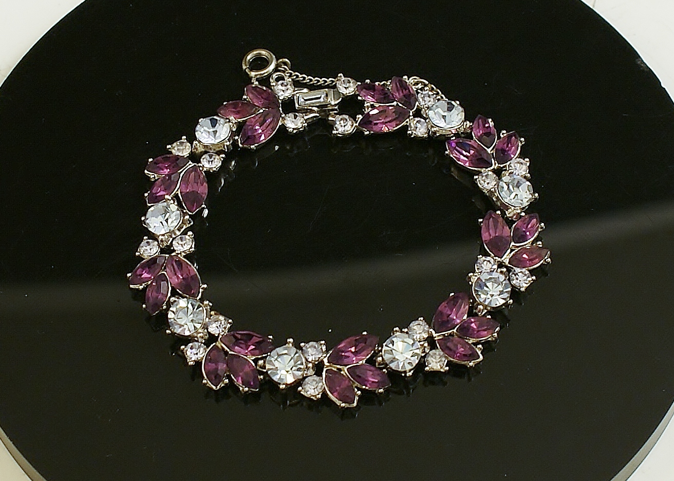 1950's Trifari Ice Blue Rhinestone Necklace & Bracelet Set