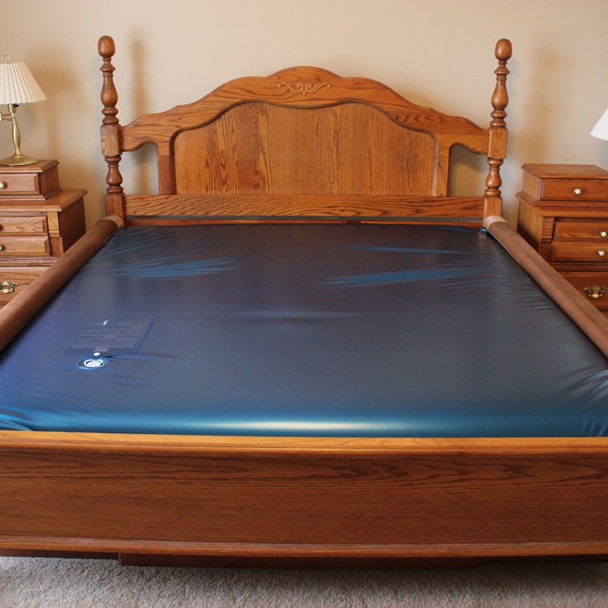 King Size Waterbed with Oak Frame