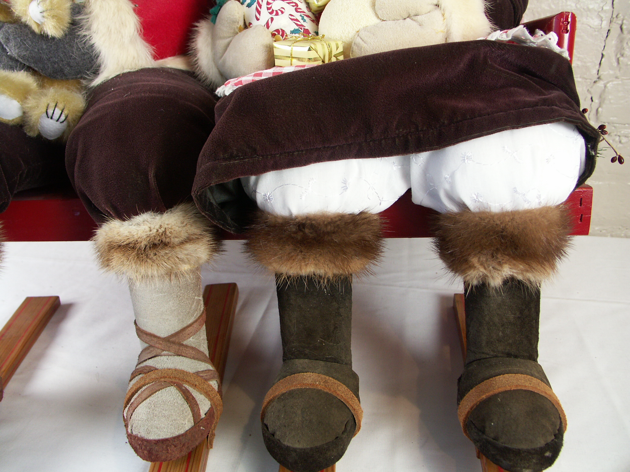 Original Brian Kidwell "The Toymaker" Santa and Mrs. Claus Ski Patrol Sculpture