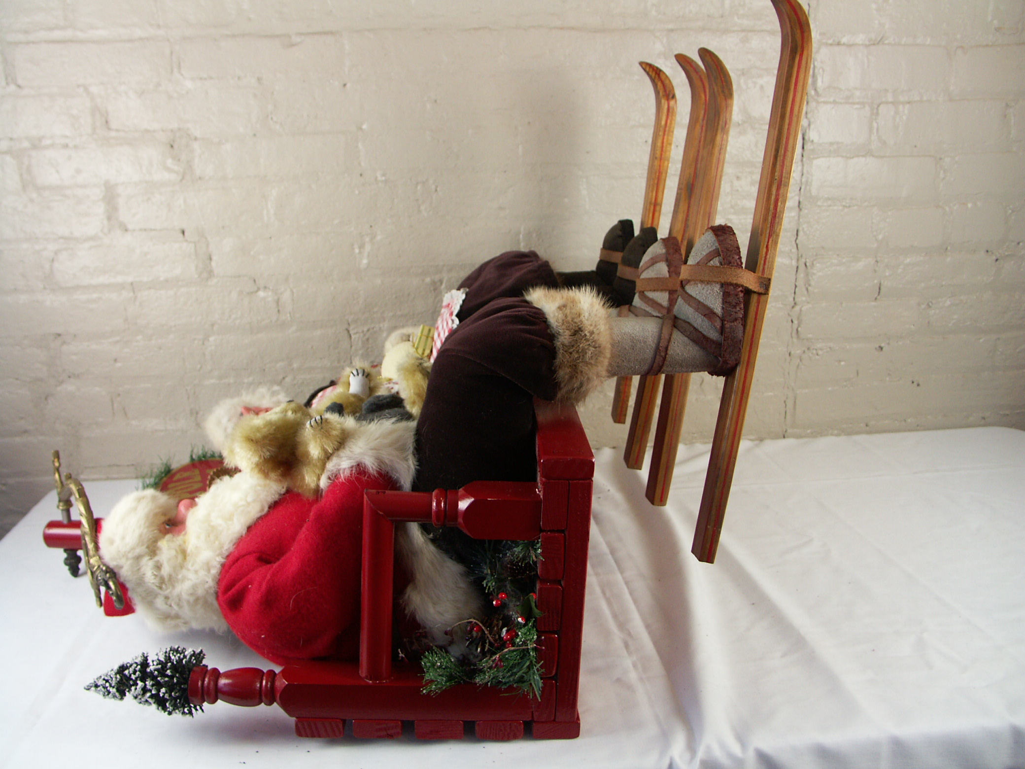 Original Brian Kidwell "The Toymaker" Santa and Mrs. Claus Ski Patrol Sculpture