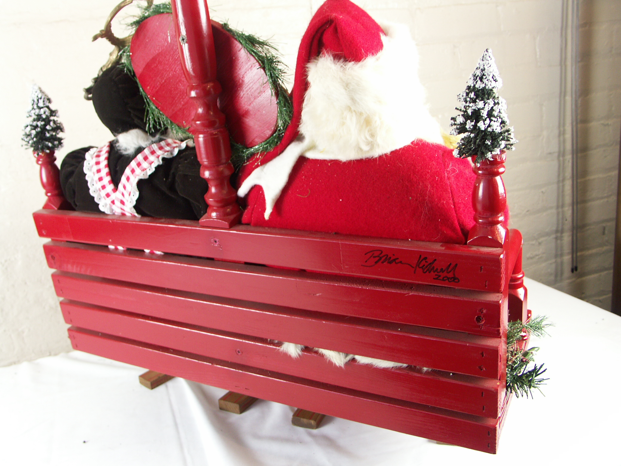 Original Brian Kidwell "The Toymaker" Santa and Mrs. Claus Ski Patrol Sculpture