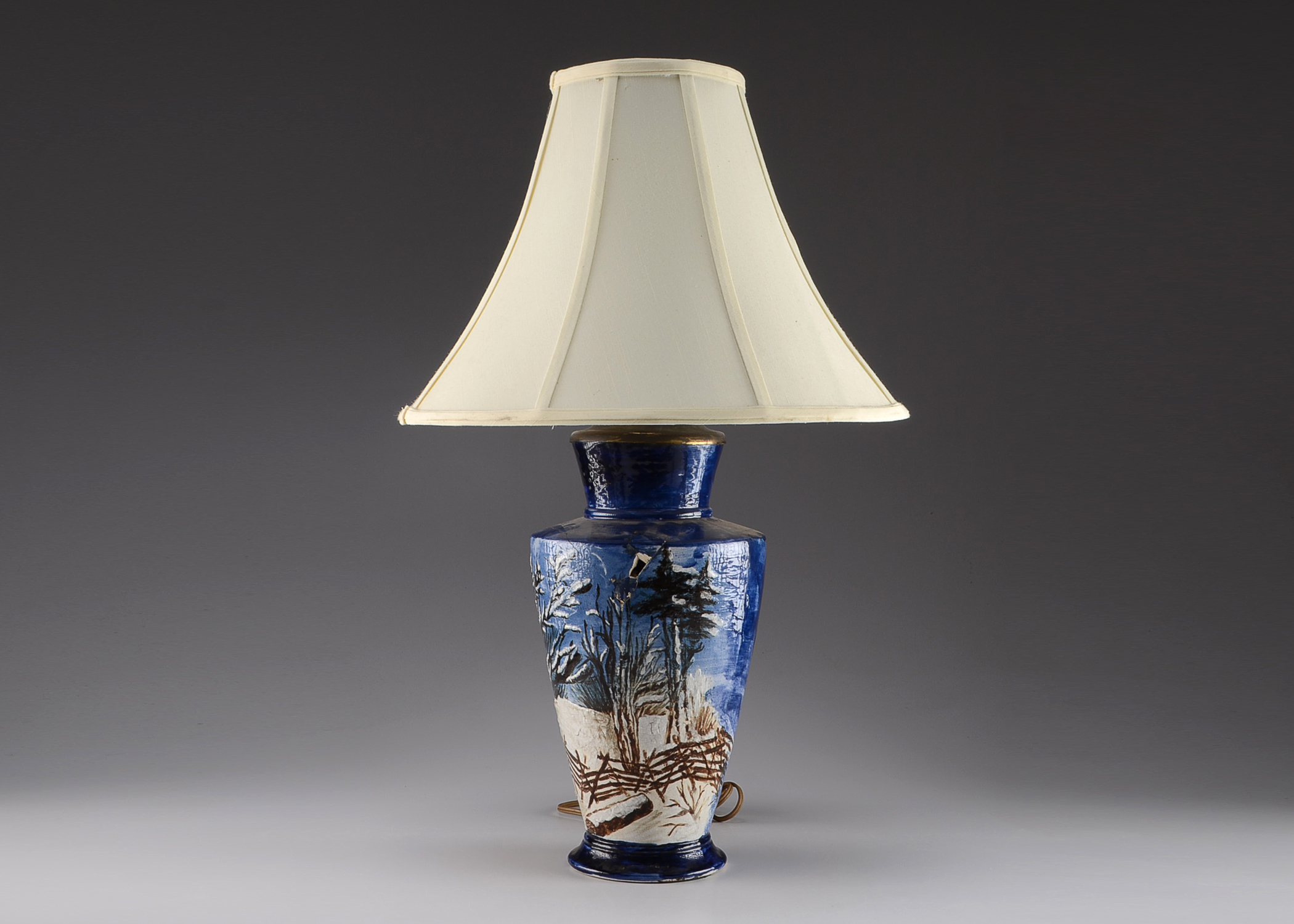 Vintage Painted Pottery Lamp