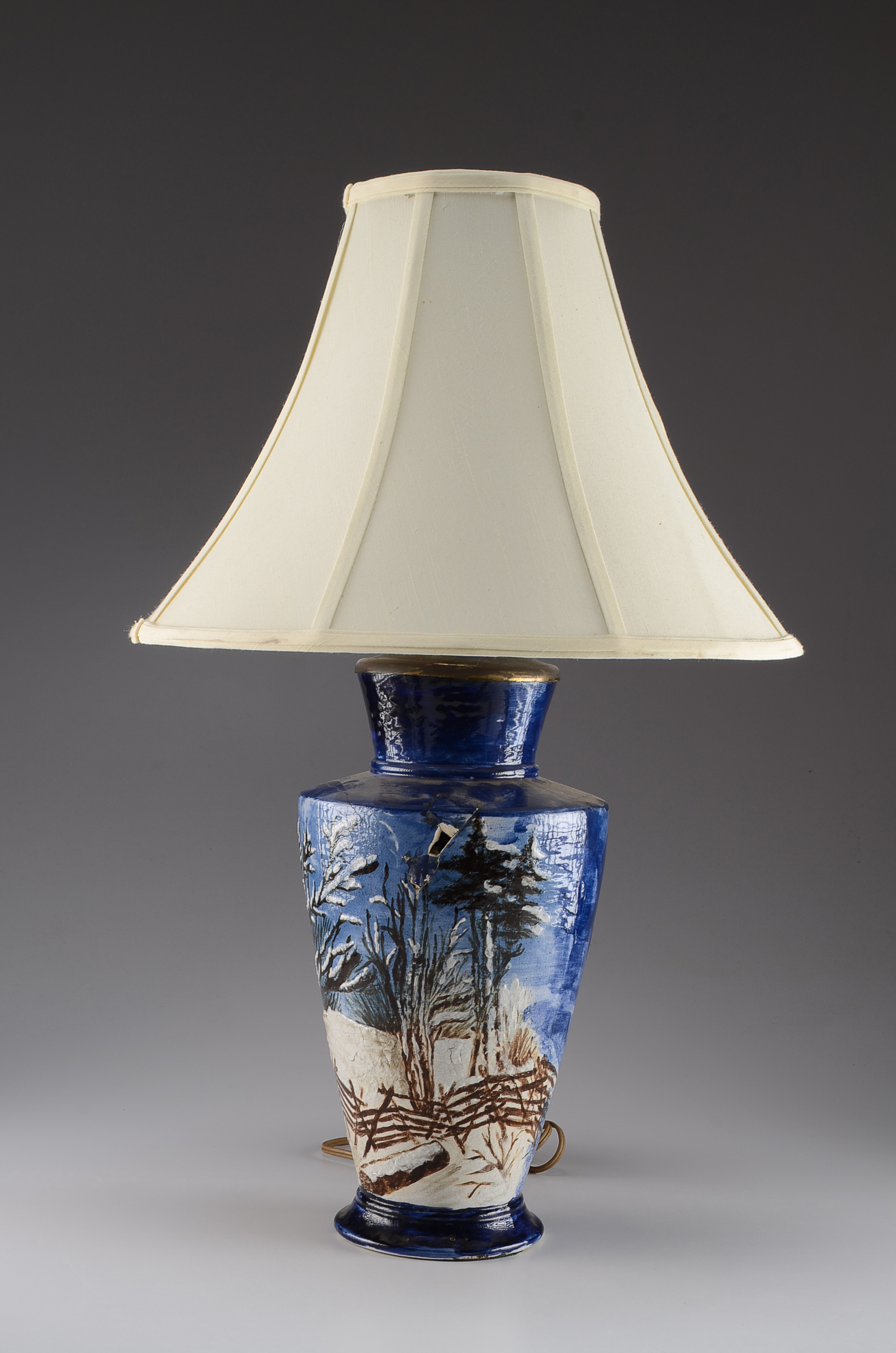 Vintage Painted Pottery Lamp