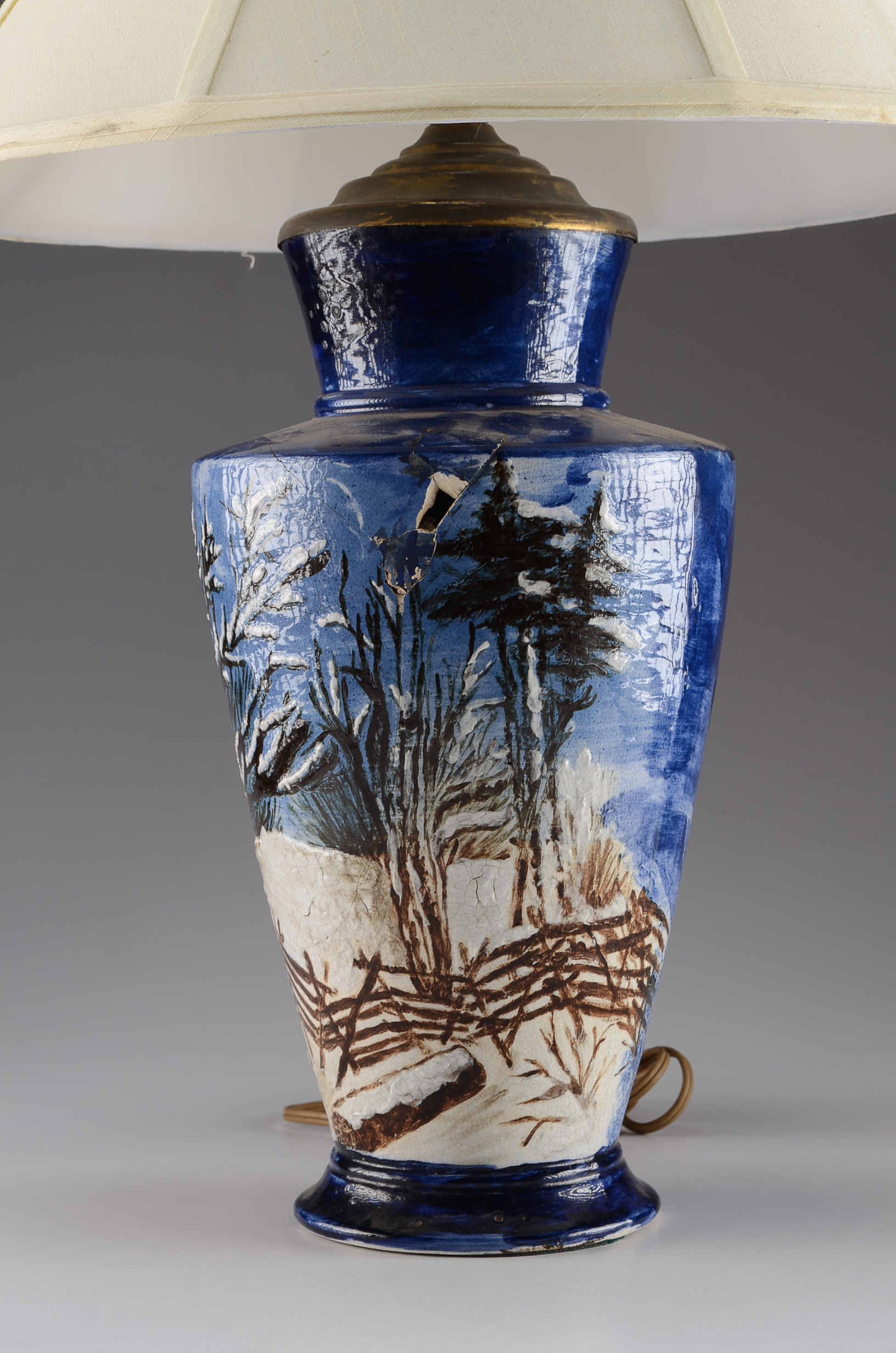 Vintage Painted Pottery Lamp