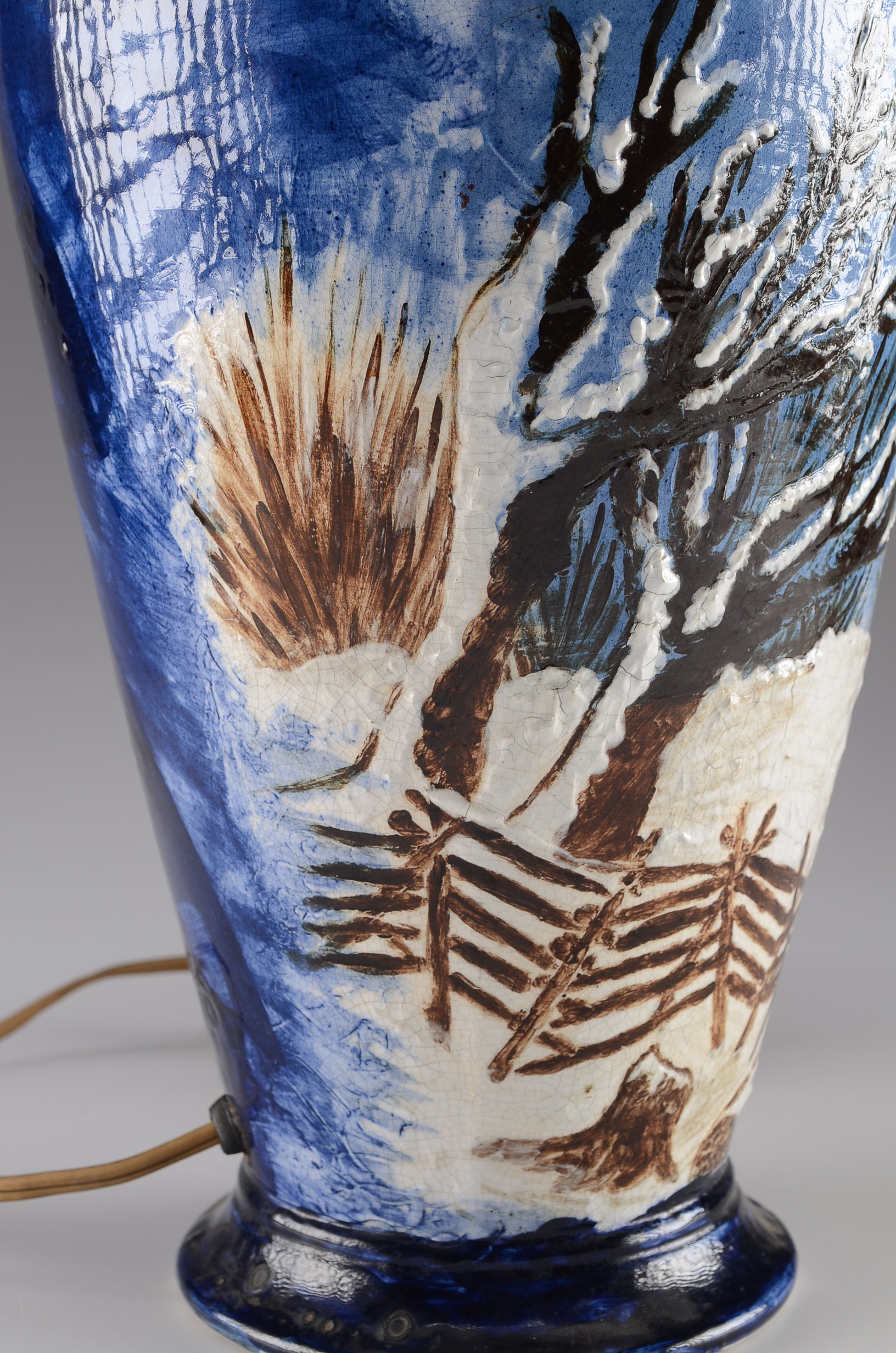 Vintage Painted Pottery Lamp