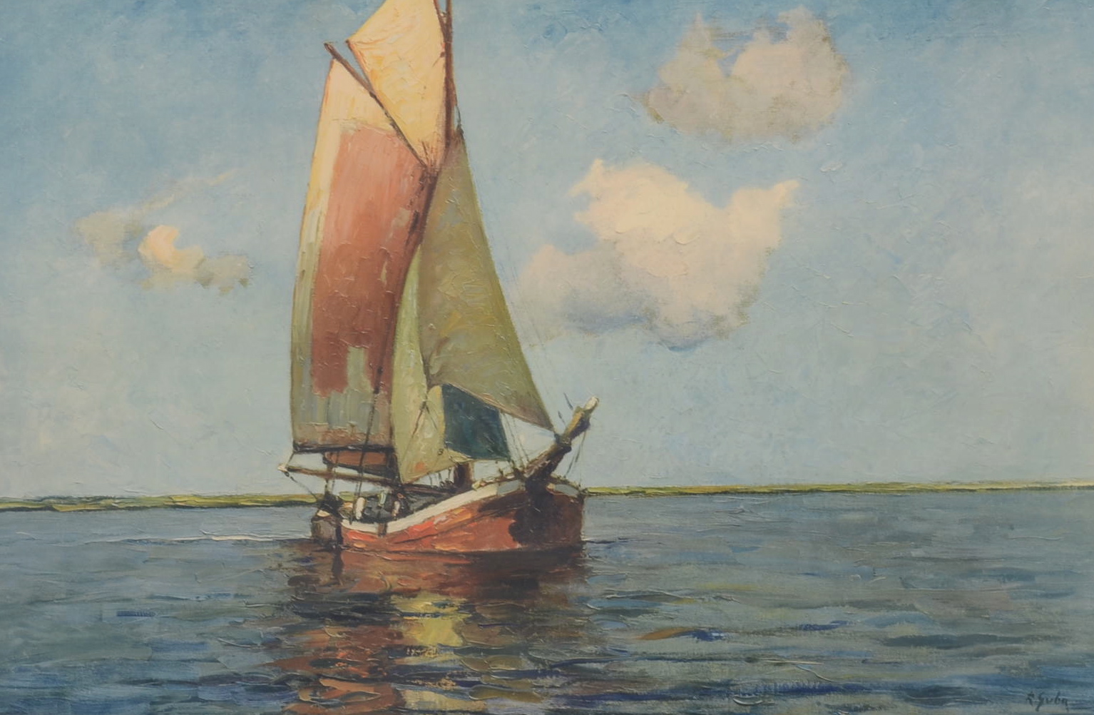 Large Sailboat Print by Rudolph Guba in Brilliant Frame