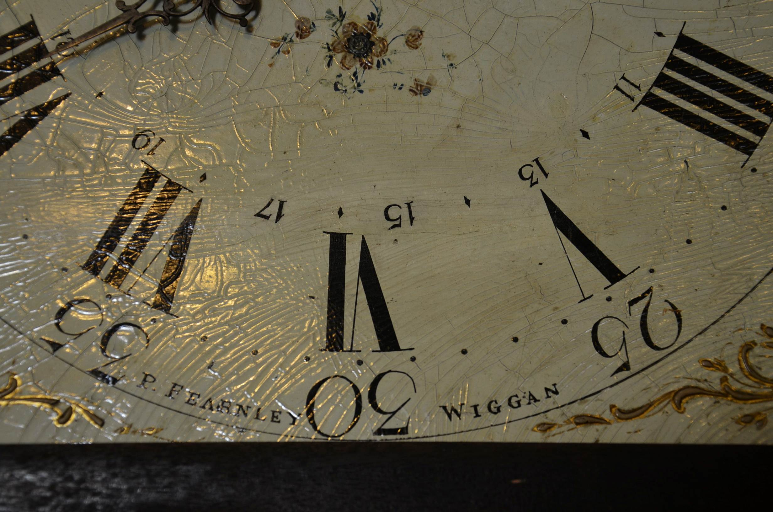 Circa early 1800s P. Fearnley Wigan England Long Case Mahogany Clock