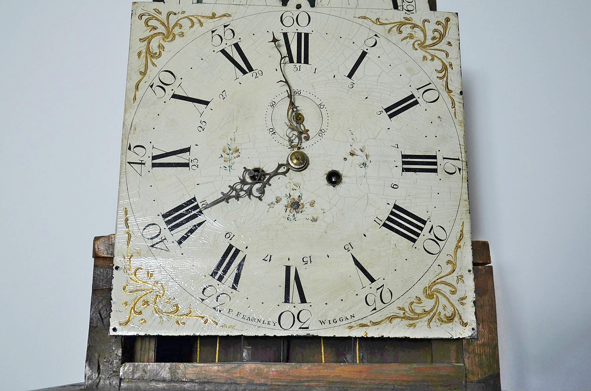 Circa early 1800s P. Fearnley Wigan England Long Case Mahogany Clock