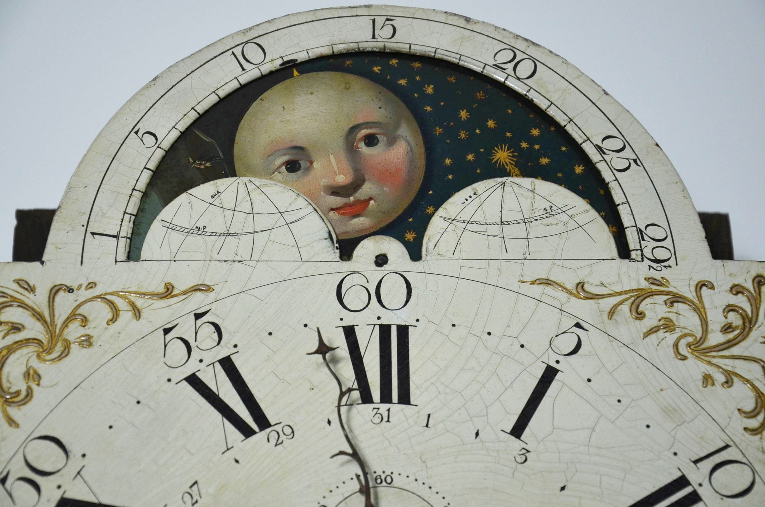 Circa early 1800s P. Fearnley Wigan England Long Case Mahogany Clock