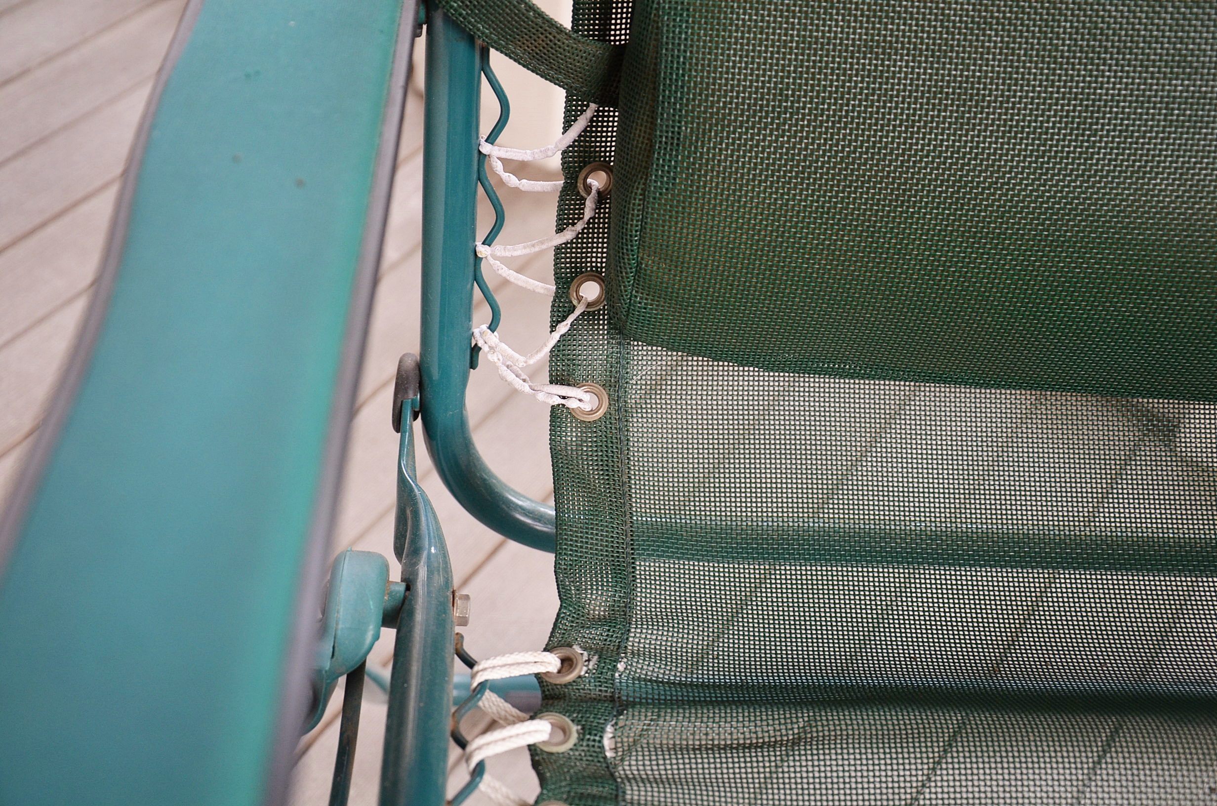 Two Lafuma France Patio Chairs and Table