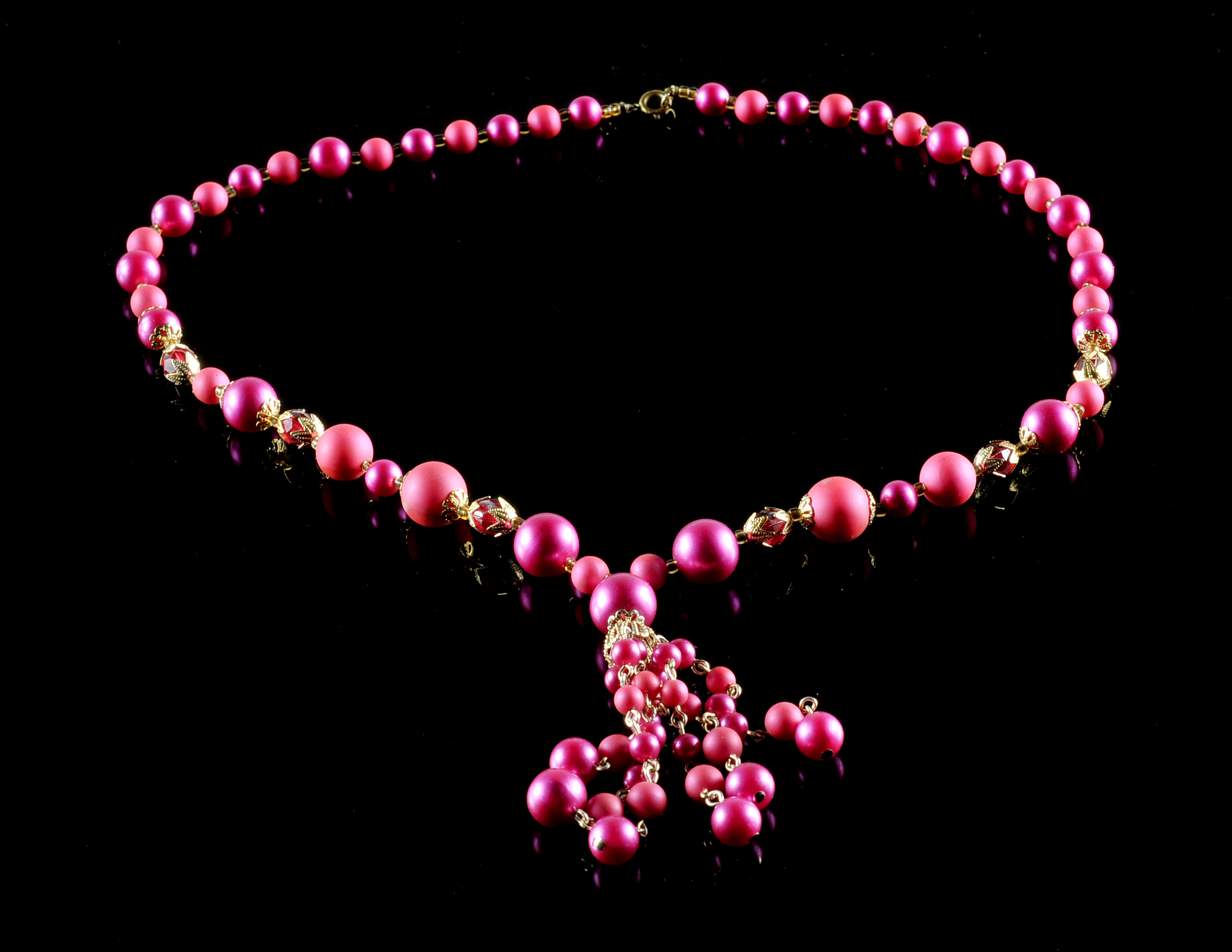 1950's Vintage Beaded Tassel Necklace and Earring Set